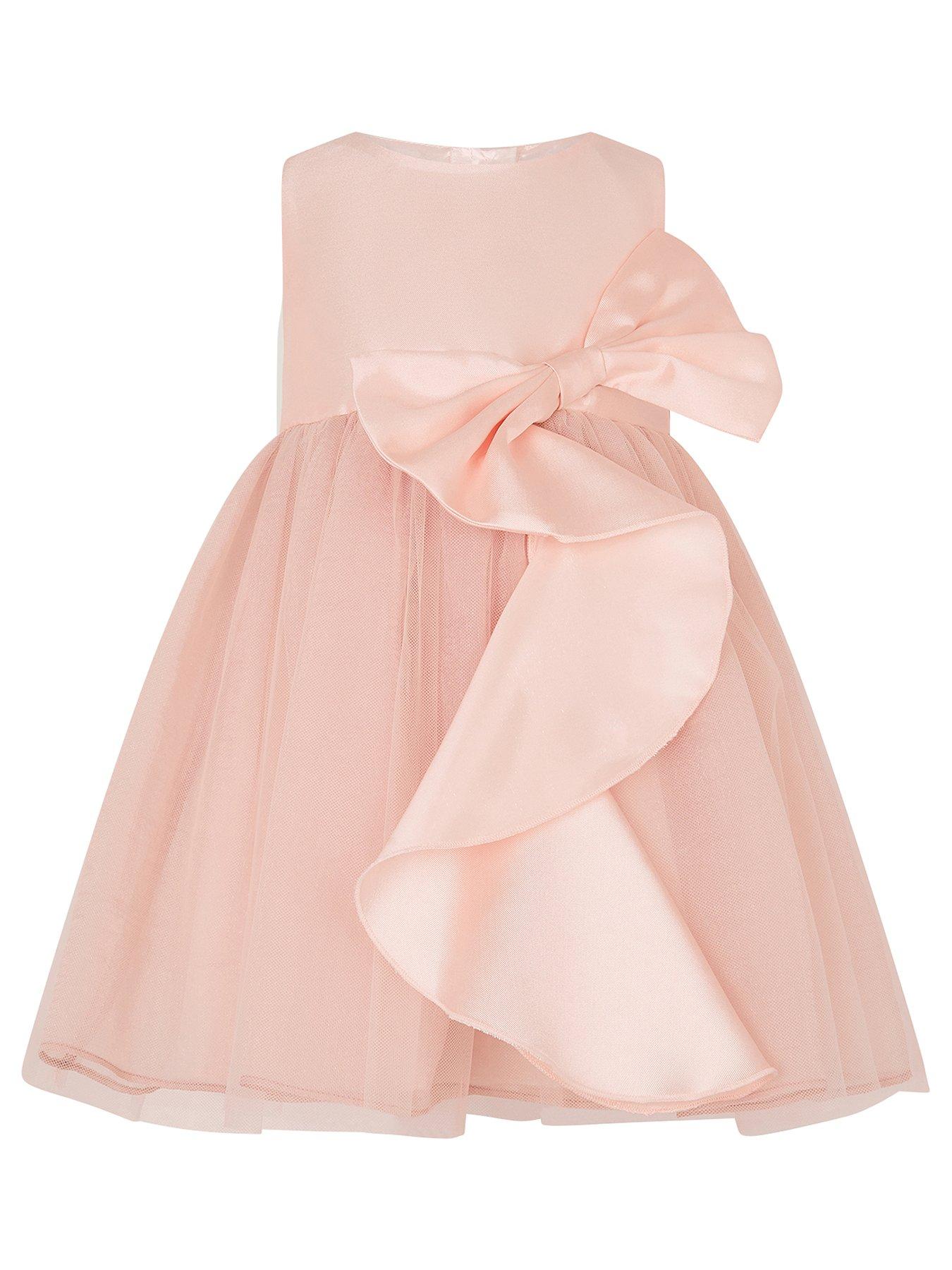 undefined Baby Girls Waterfall Bow Tulle Dress - Pink