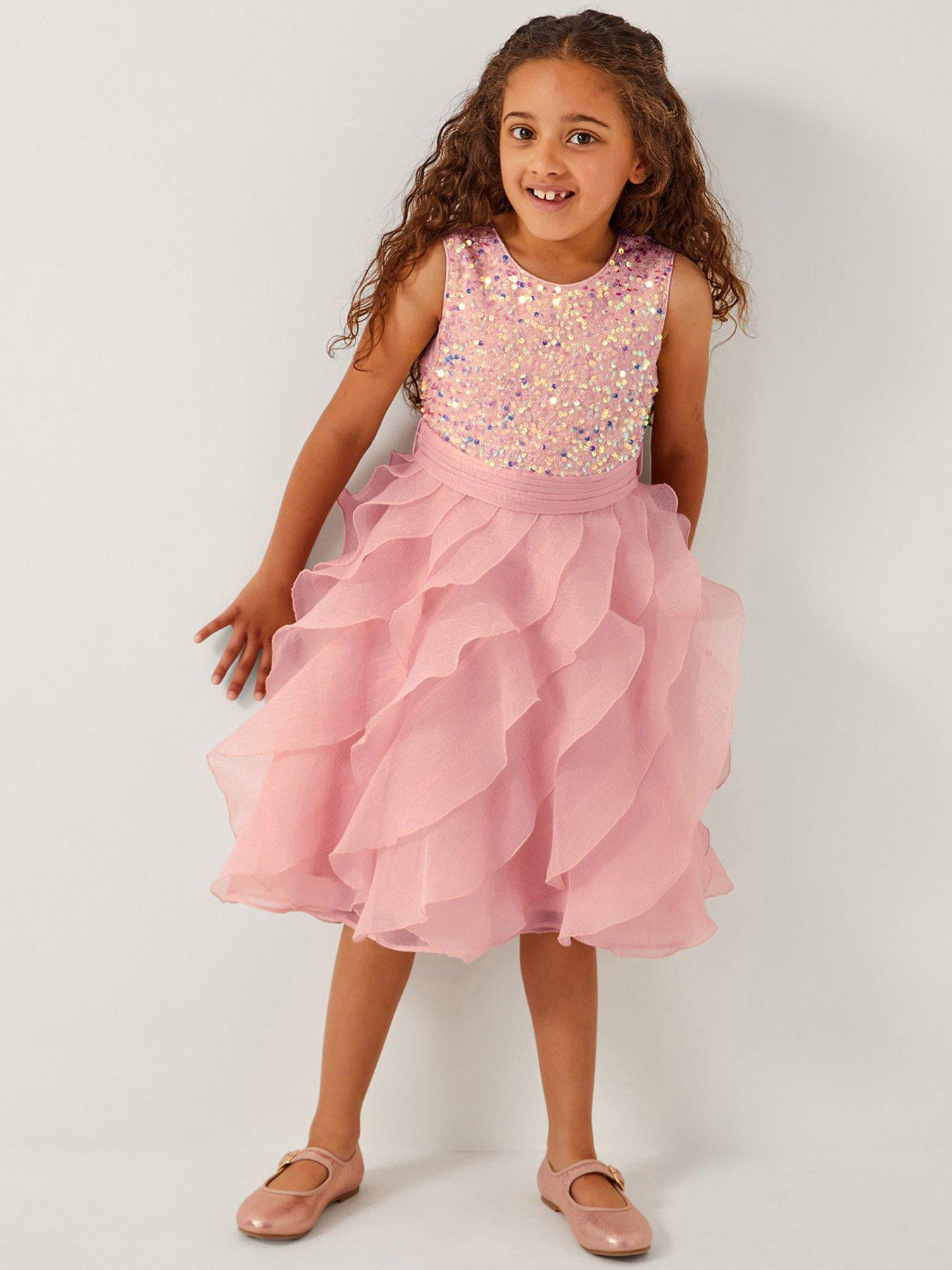 undefined Girls Sequin Twirl Swirl 3d Dress - Pink