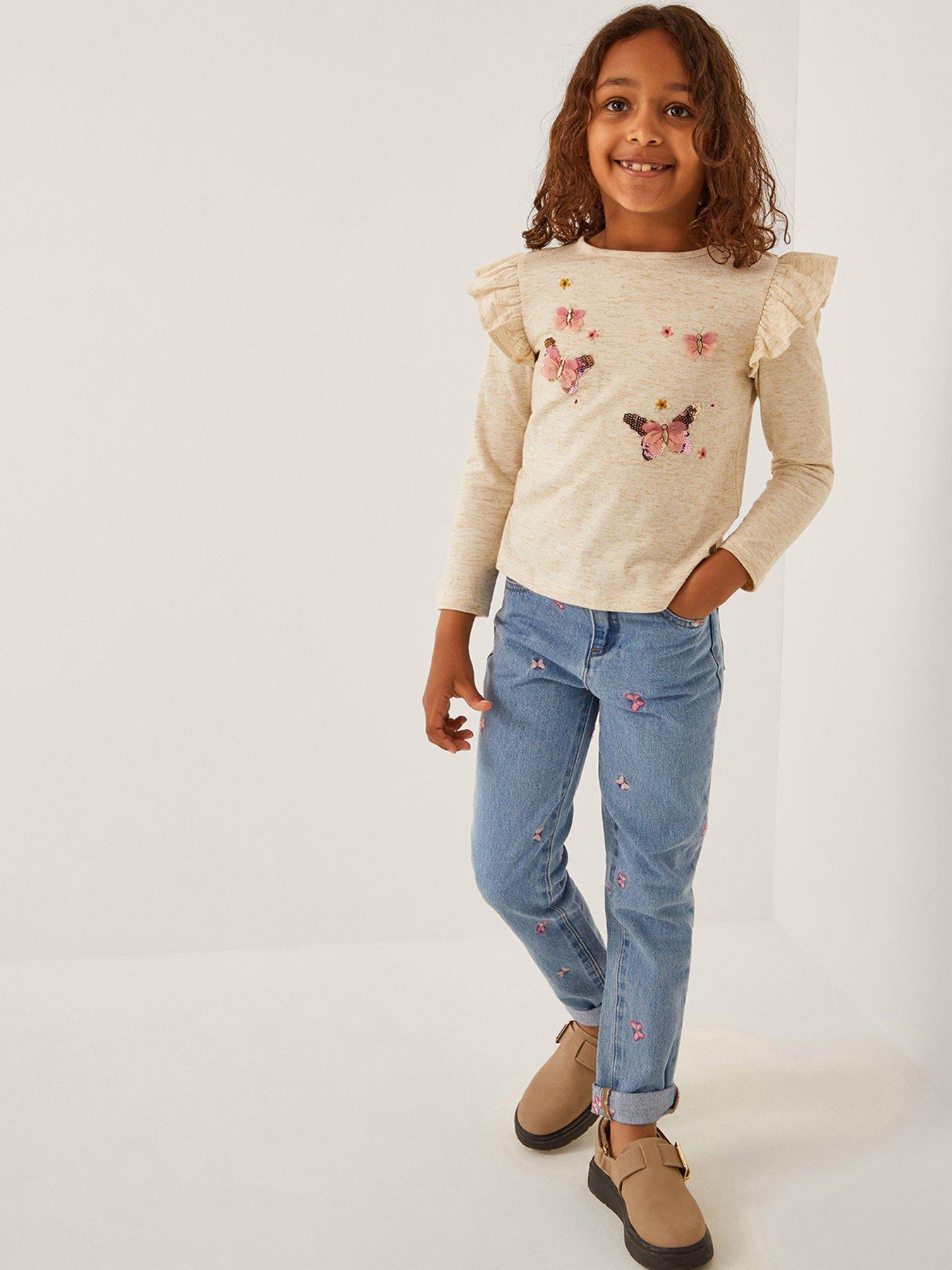 undefined Girls Butterfly All Over Jeans - Blue