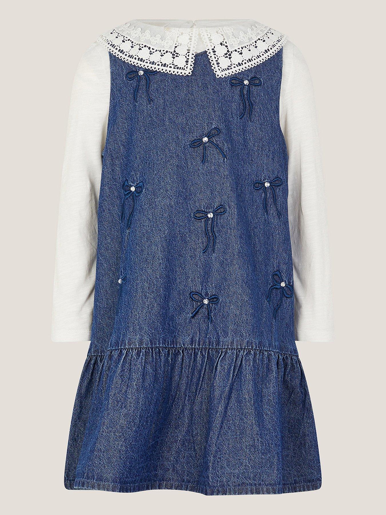 undefined Girls Chambray Bow Dress  &  T-shirt - Blue