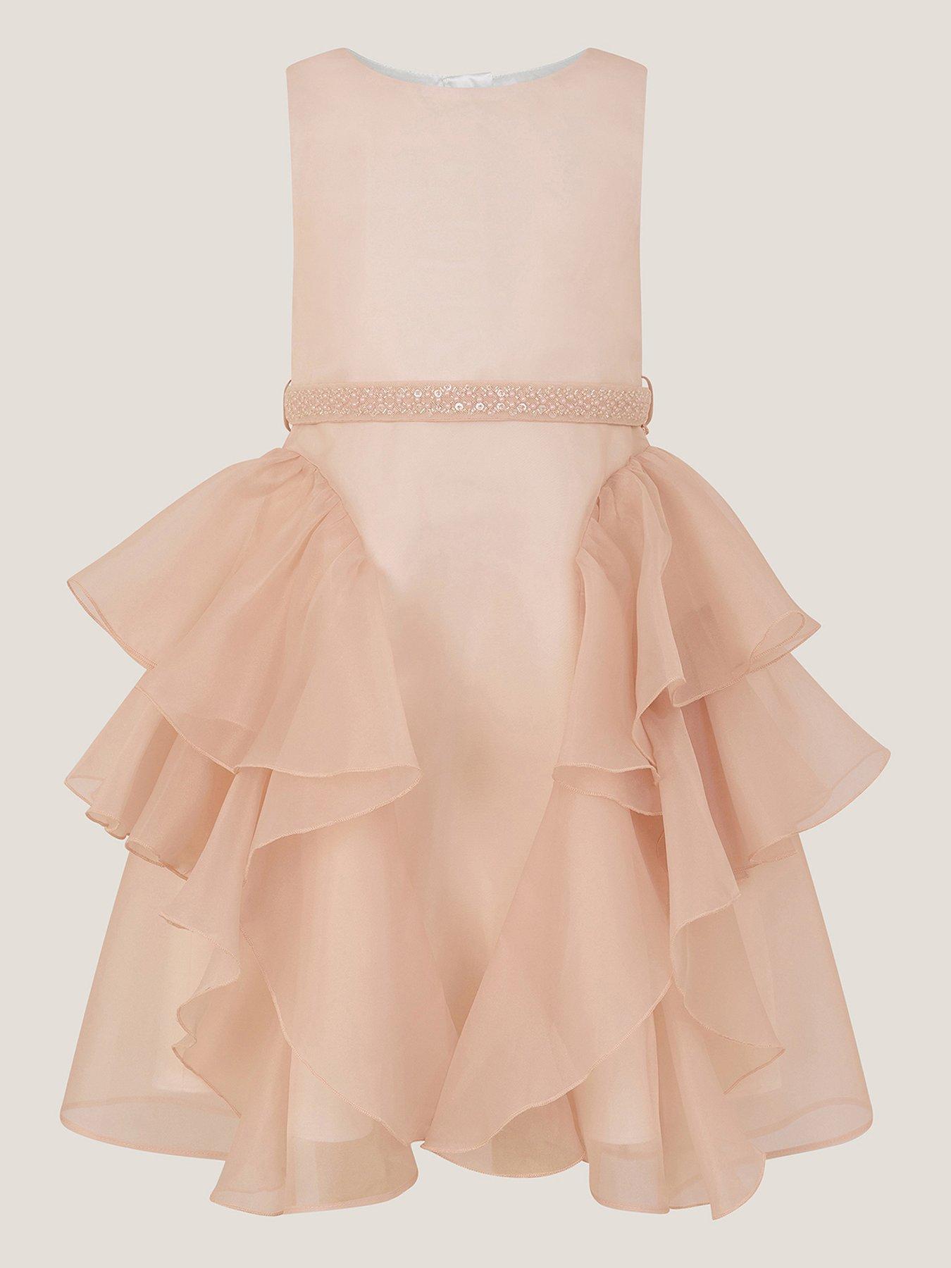 undefined Girls Joanie Organza Pearl Belt Dress - Pink