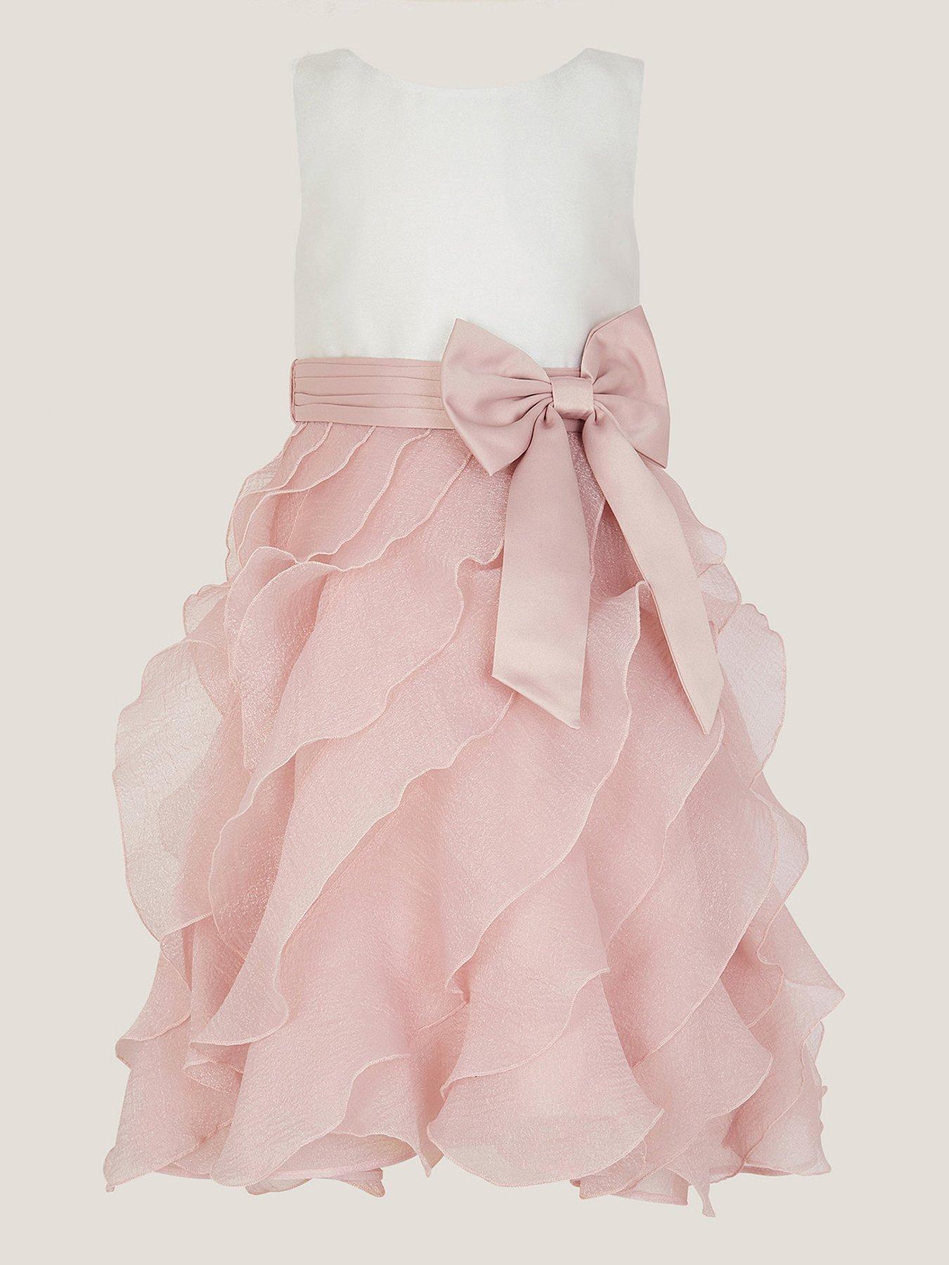 undefined Girls Cancan Swirl 3D Bow Belt Dress - Pink