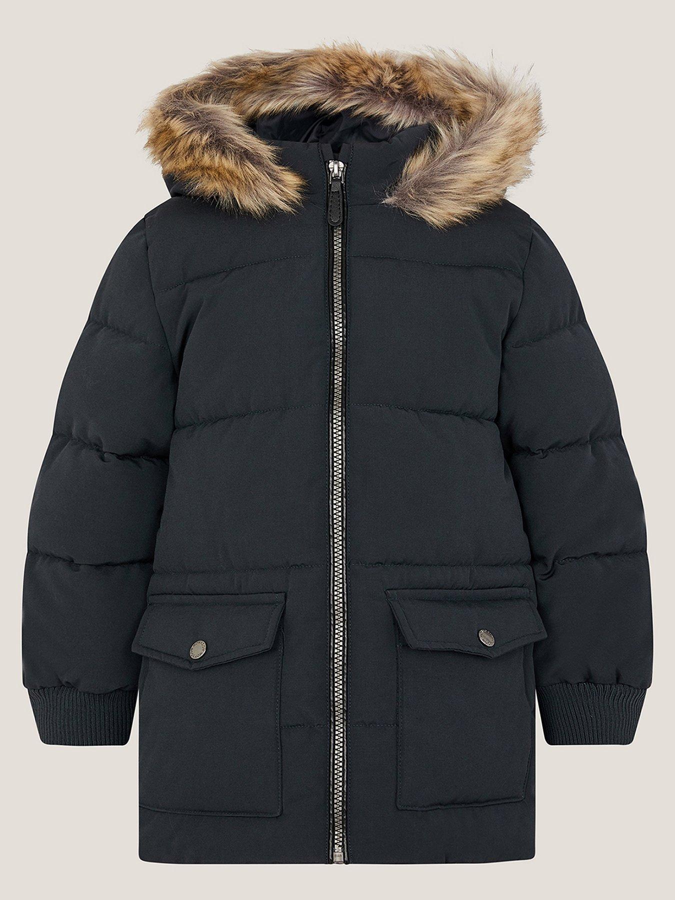 undefined Boys Padded Mid Length Padded Coat - Black