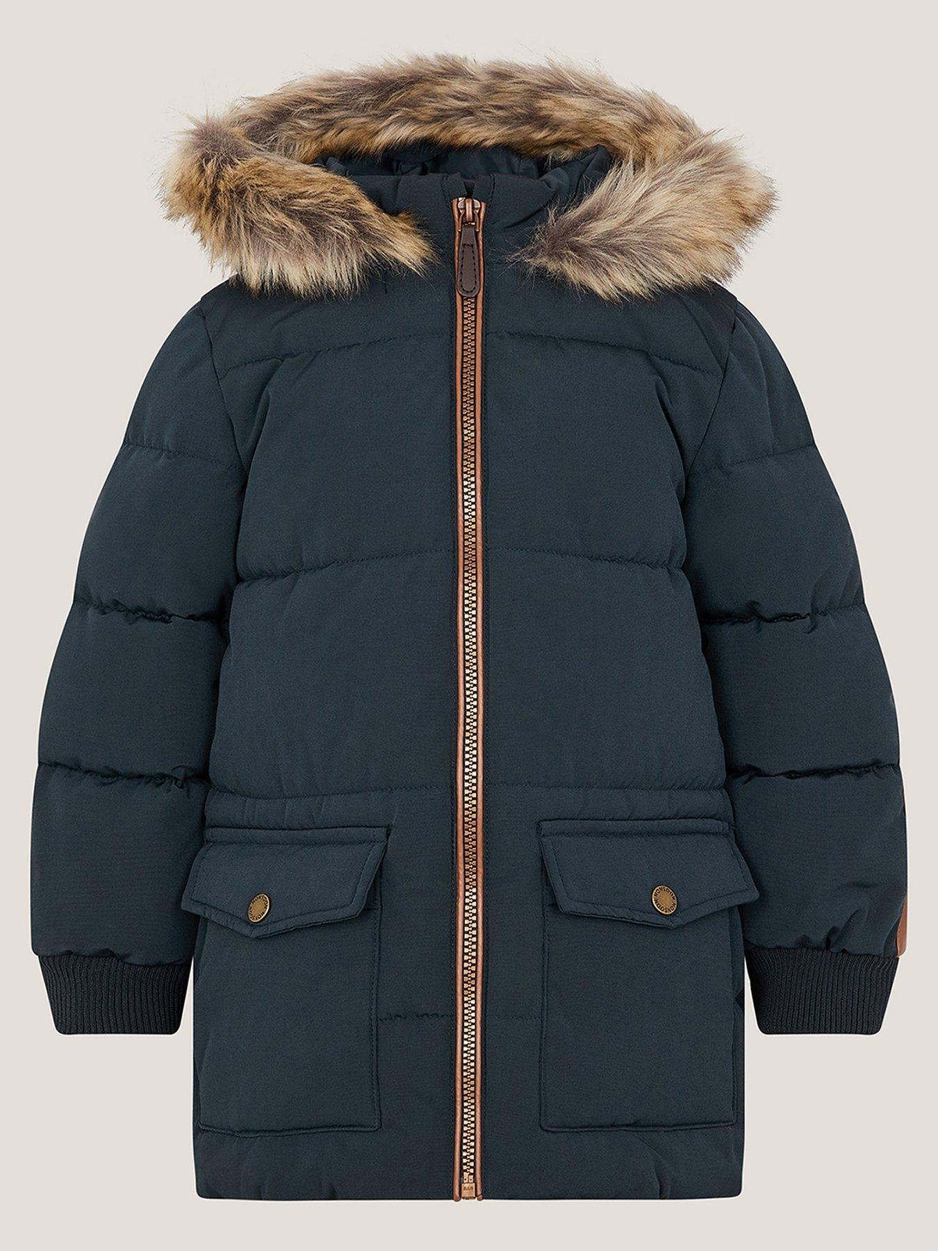Monsoon Boys Padded Mid Length Padded Coat Navy Very