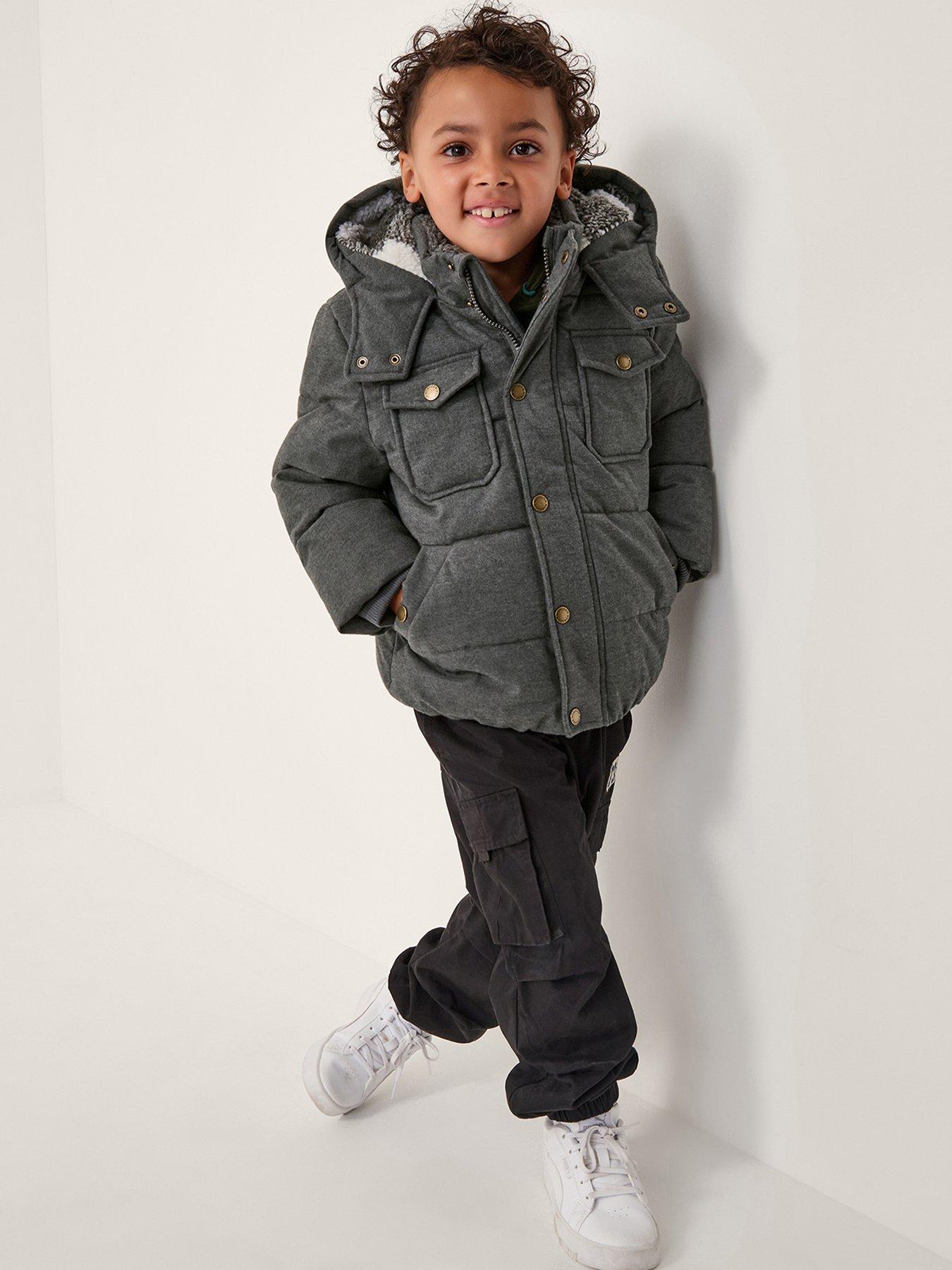 Monsoon Boys Padded Hooded Coat - Grey