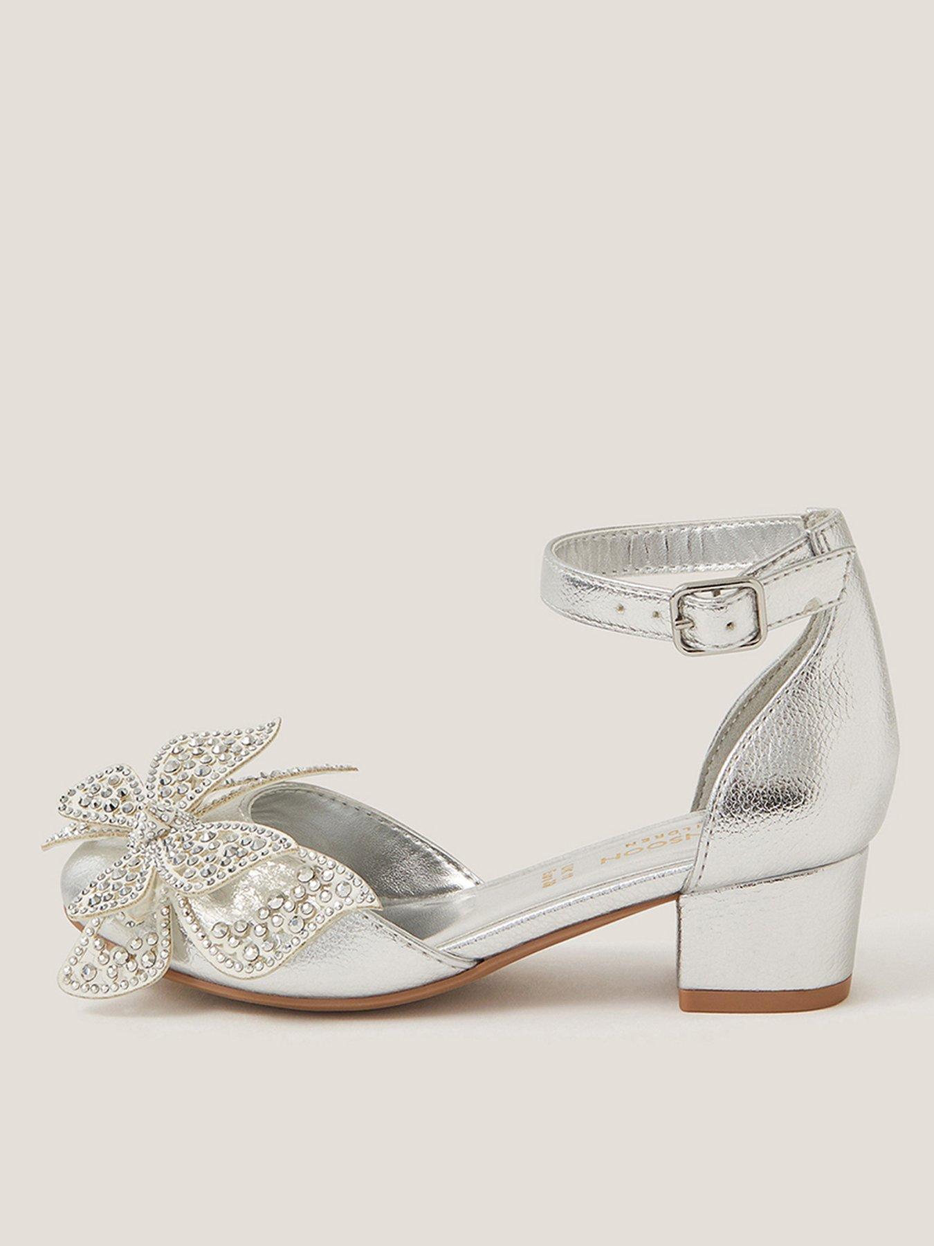 undefined Girls Sparkle Butterfly Heel Shoes - Silver