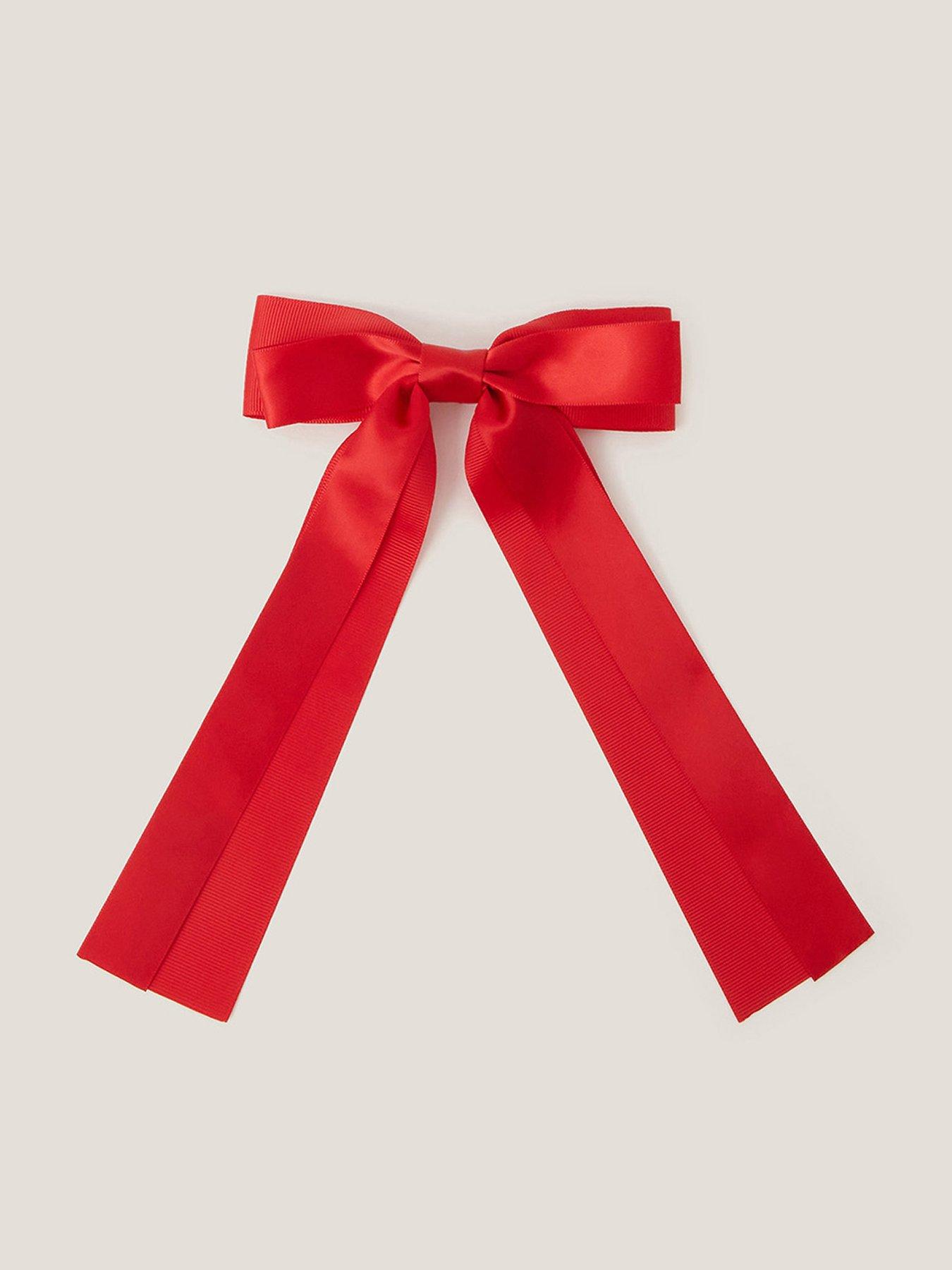undefined Girls School Ribbon Bow Tie Hair Clip - Red