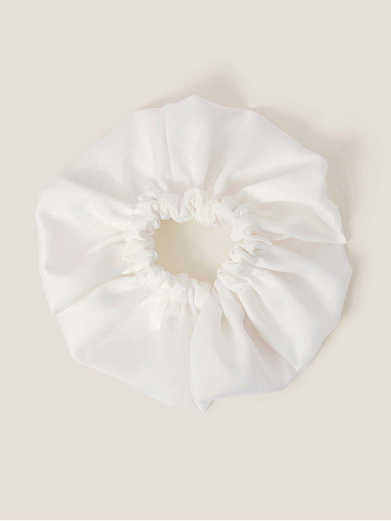 undefined Girls Satin Ruffle Scrunchie - Light Cream