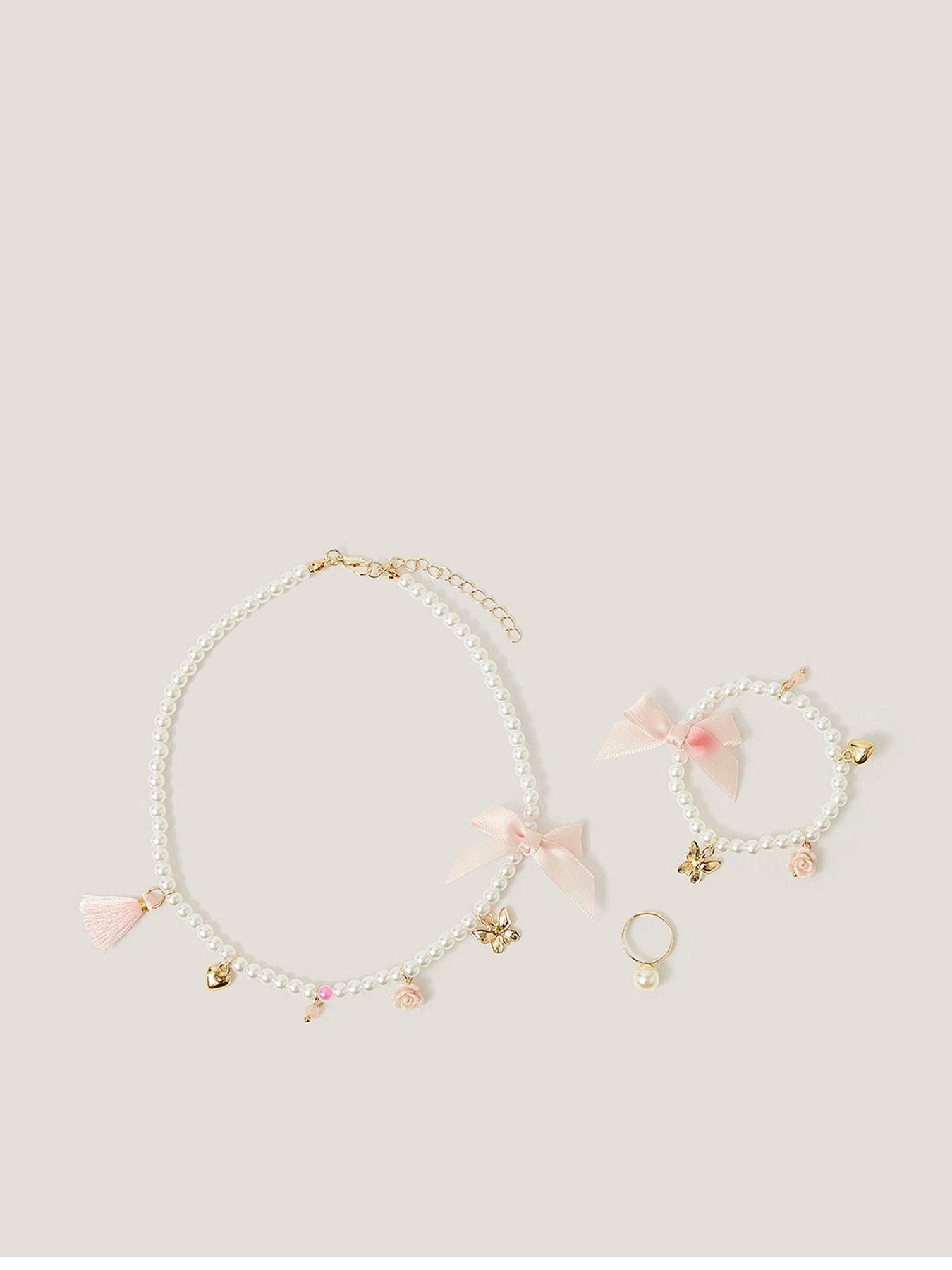 undefined Girls Charming Pearl Jewellery Set - Pink