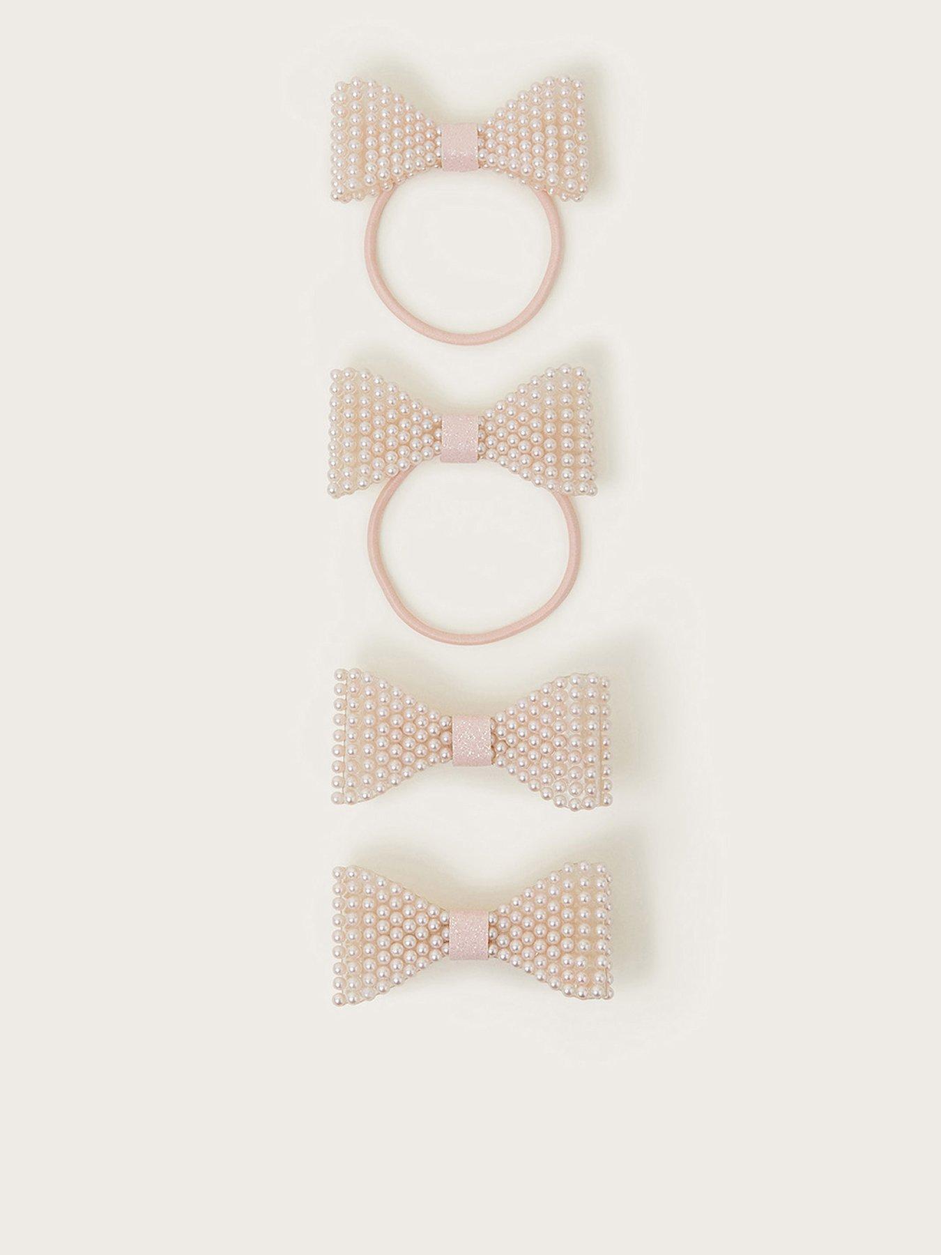 Image 1 of 2 of Monsoon Girls Pearly Bow Hair Set - Pink