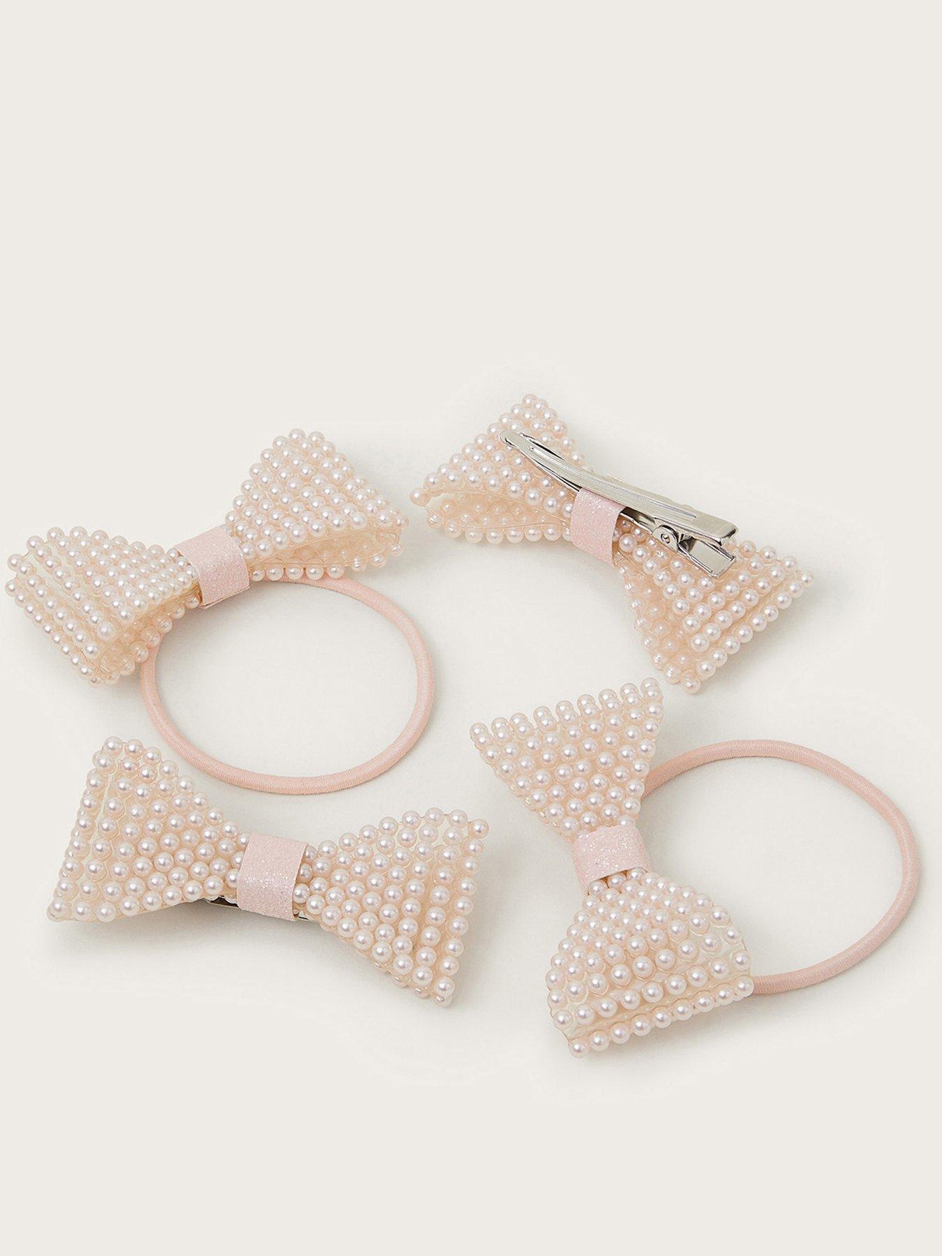 Image 2 of 2 of Monsoon Girls Pearly Bow Hair Set - Pink