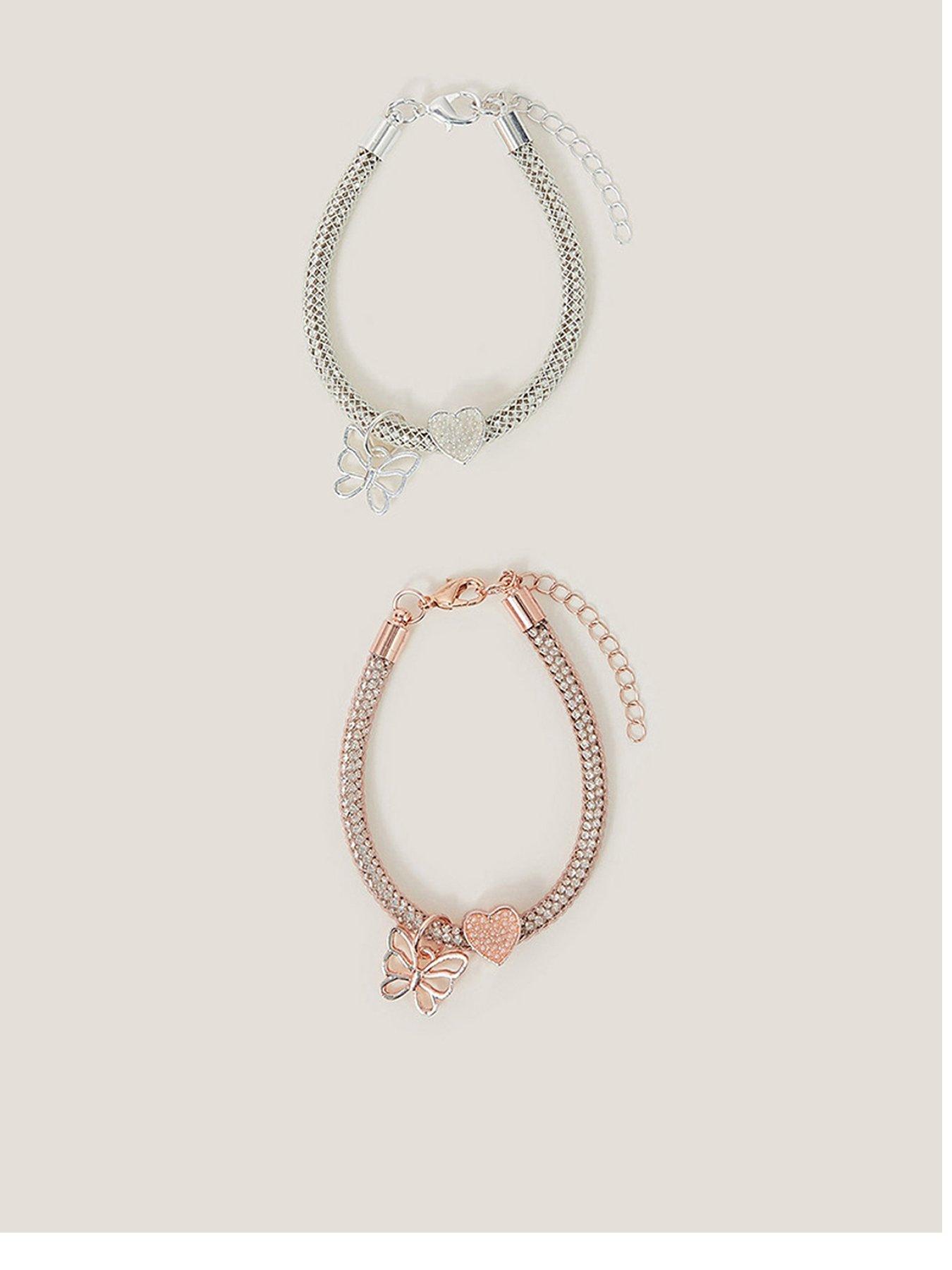 undefined Girls 2 Pack Butterfly Encased Bracelets - Pink