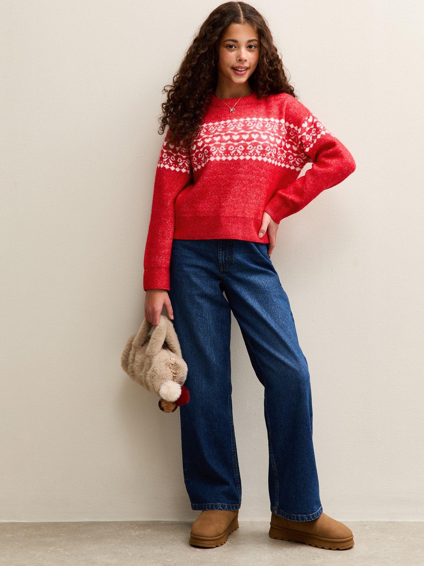 Image 3 of 5 of New Look 915 Girls Fairisle Crew Neck Jumper - Red