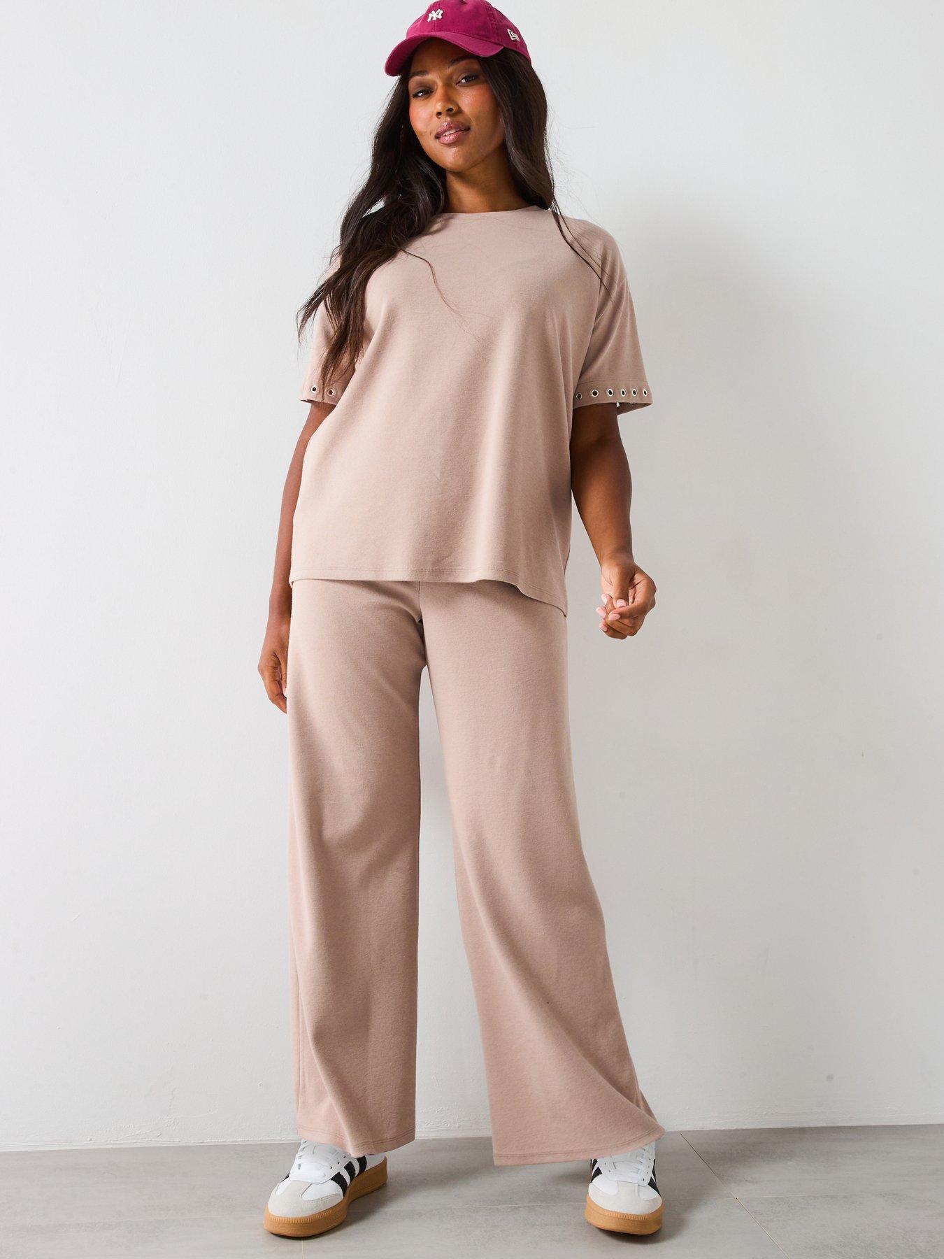 Image 3 of 5 of V by Very Curve Wide Leg Co-Ord Trouser - Beige