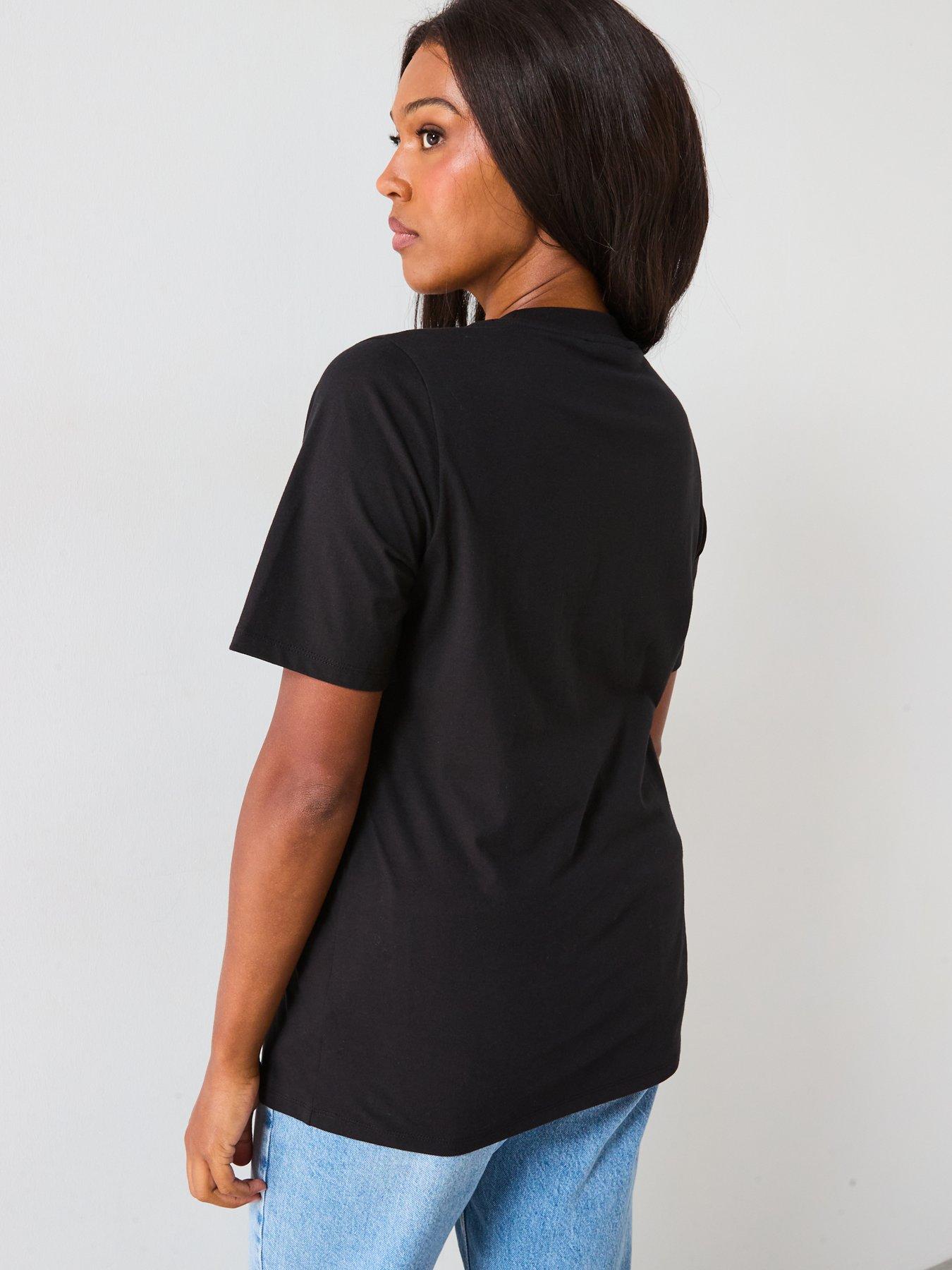 Image 2 of 6 of V by Very Curve Embellished Bow T-Shirt - Black