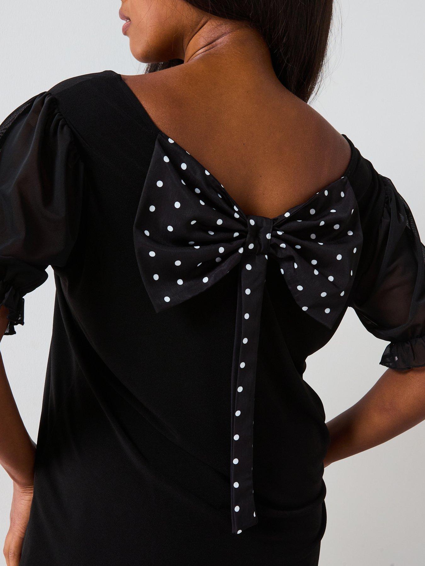 undefined Spot Bow Back Short Sleeve Top