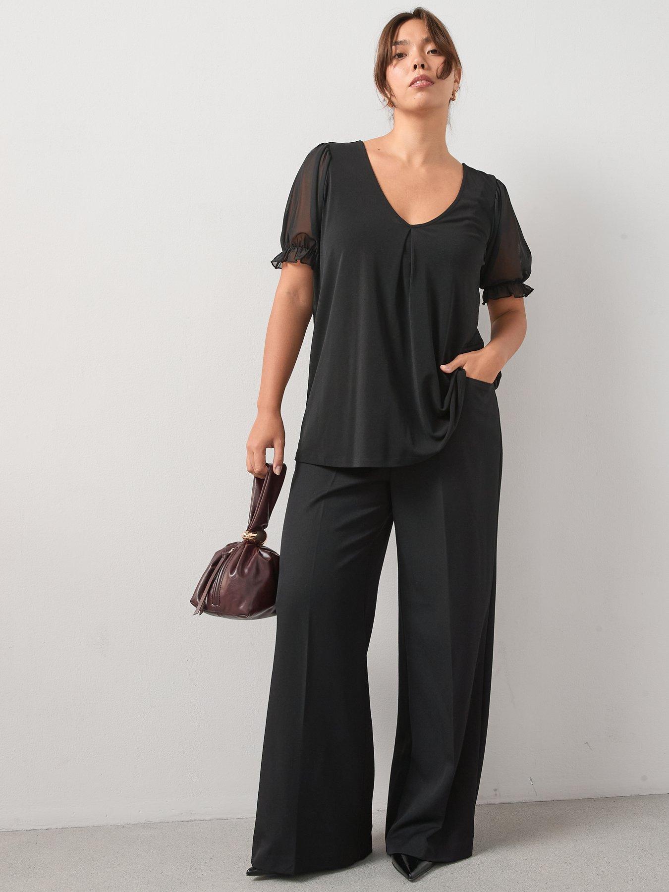 Image 3 of 6 of V by Very Curve Spot Bow Back Short Sleeve Top - Black