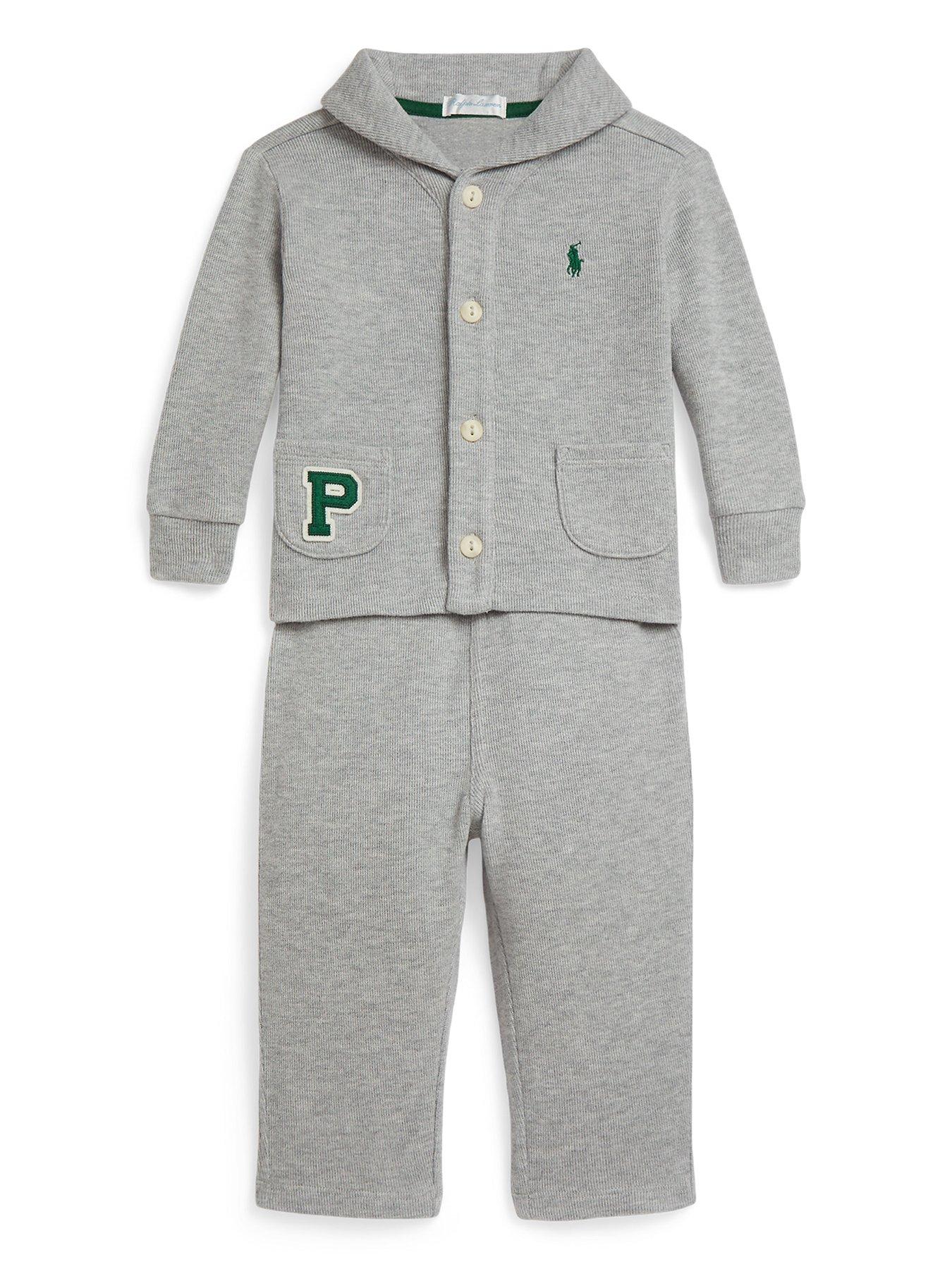 Polo Ralph Lauren Baby Boys Ribbed 2 Piece Set - Light Grey