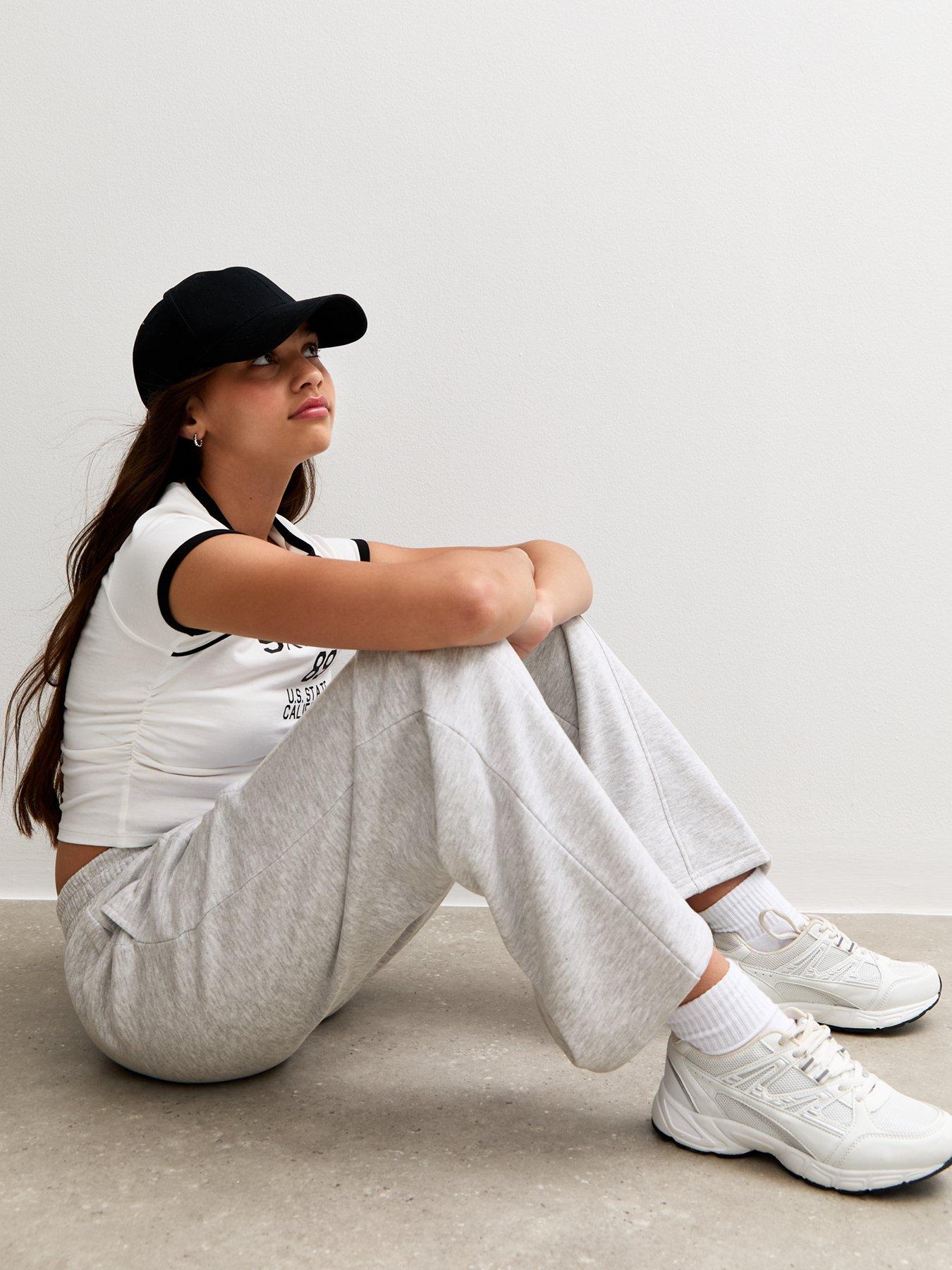 Image 3 of 3 of New Look 915 Girls Seam Detail Wide Leg Joggers - Grey
