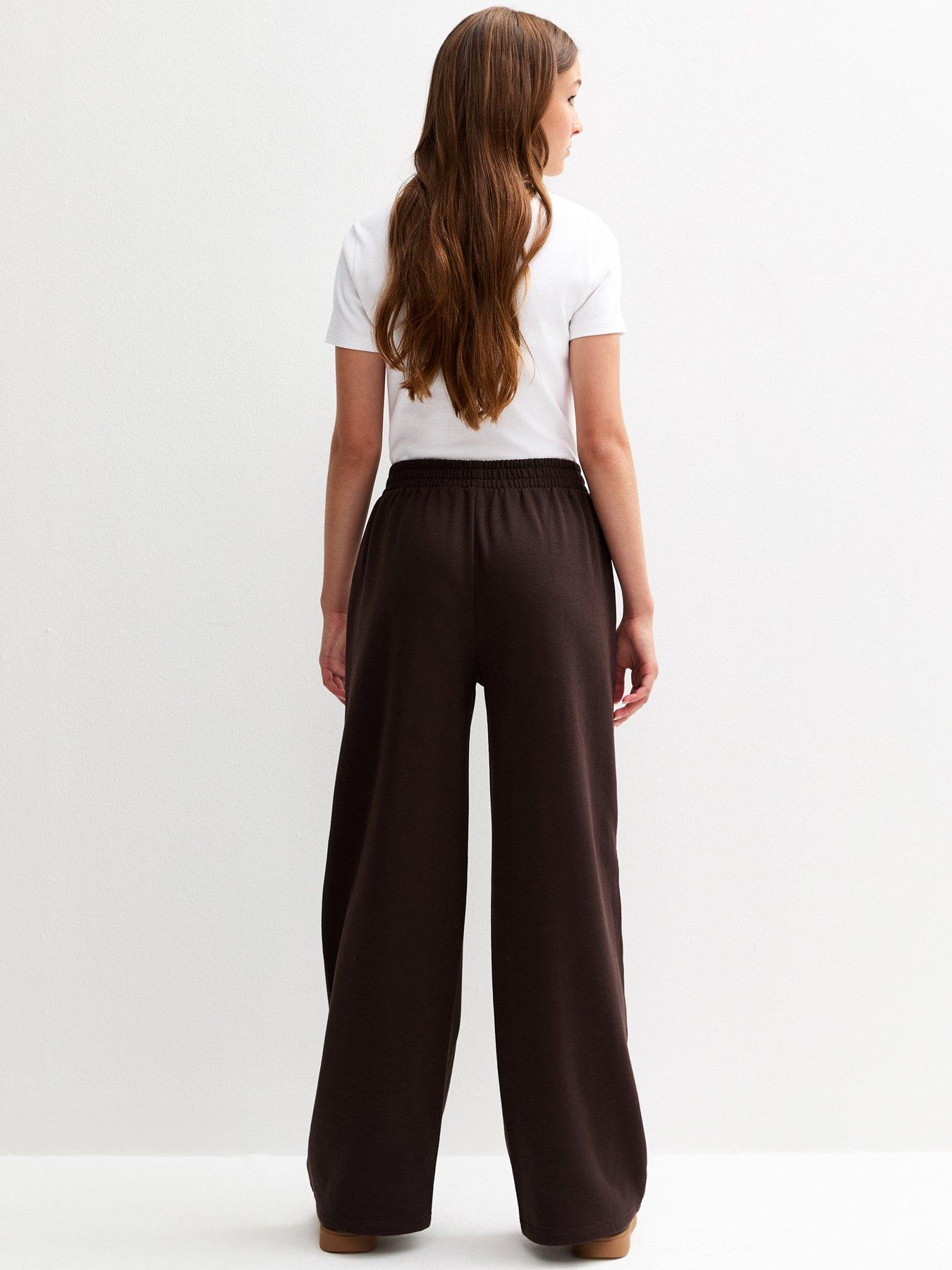 Image 2 of 4 of New Look 915 Girls Seam Detail Wide Leg Joggers - Dark Brown