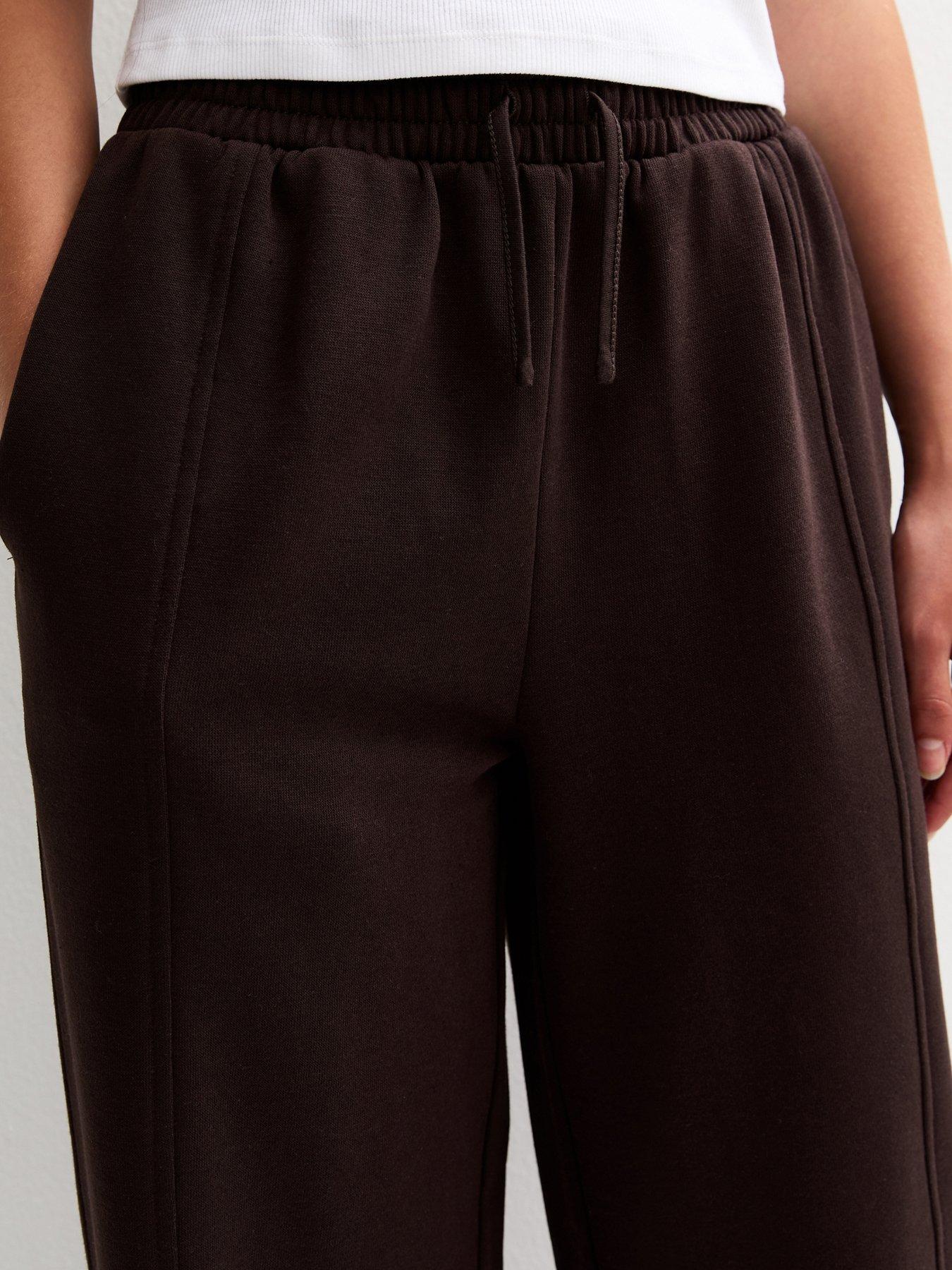 Image 4 of 4 of New Look 915 Girls Seam Detail Wide Leg Joggers - Dark Brown