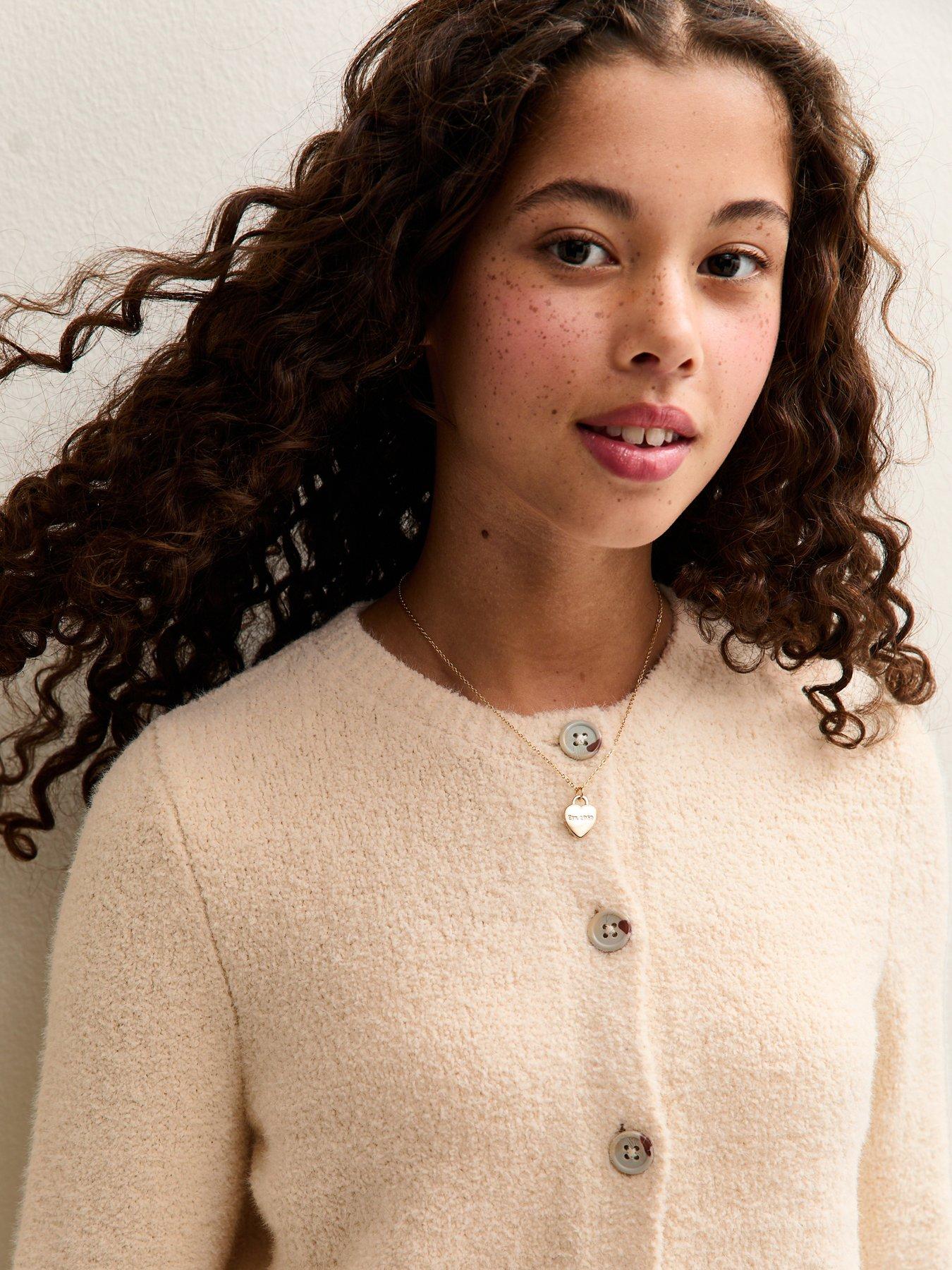 New Look 915 Girls Slubby Knit Teddy Cardigan - Cream | Very