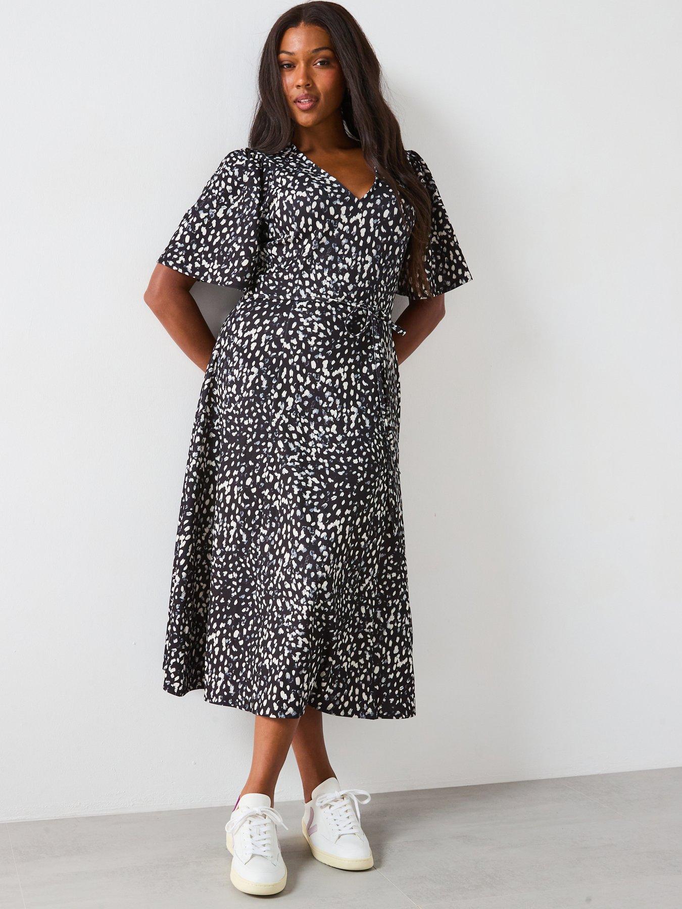 undefined V Neck Printed Dress
