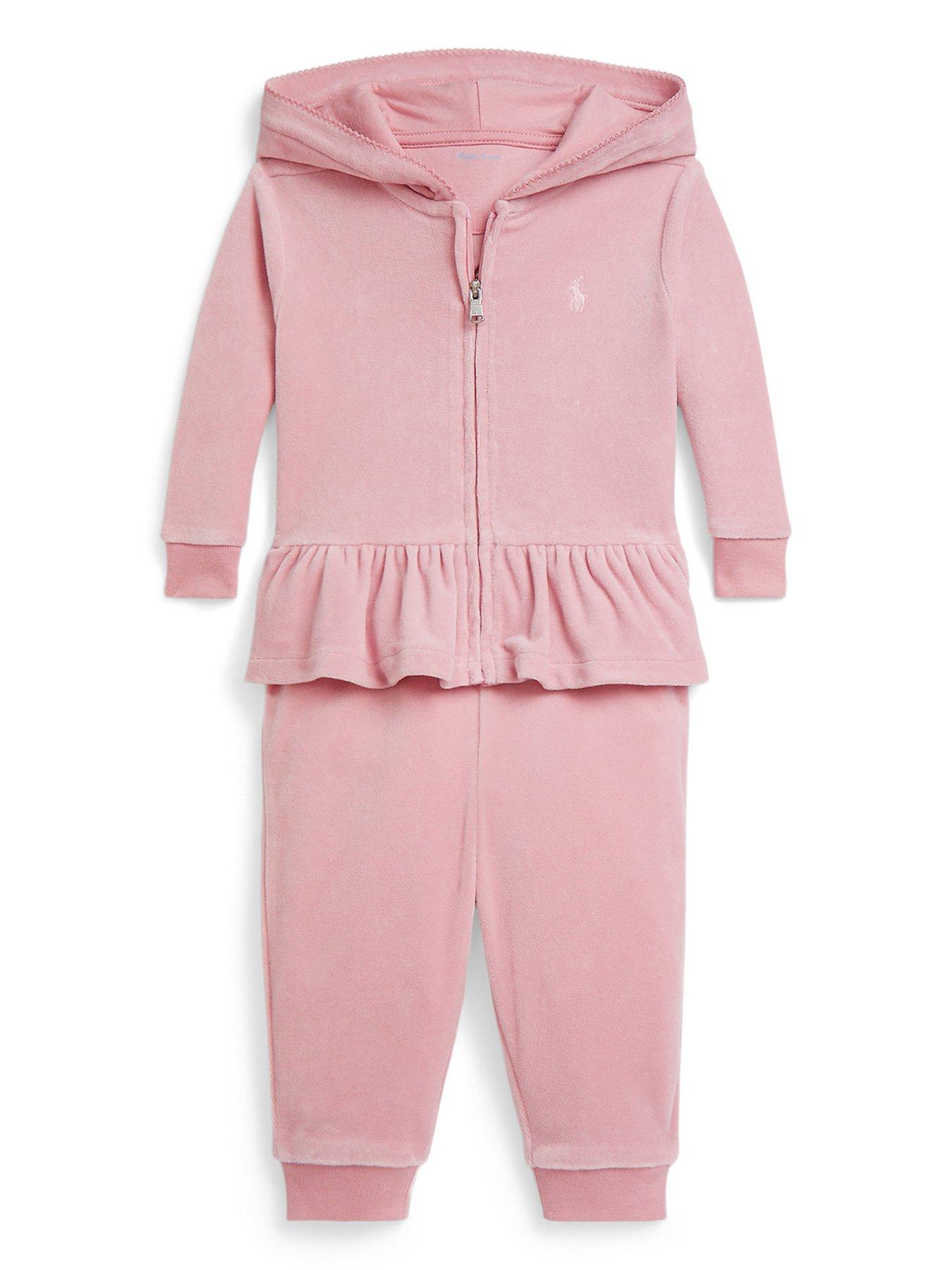 Polo Ralph Lauren Baby Girls Velour Hoodie And Jog Pant Set - Pink