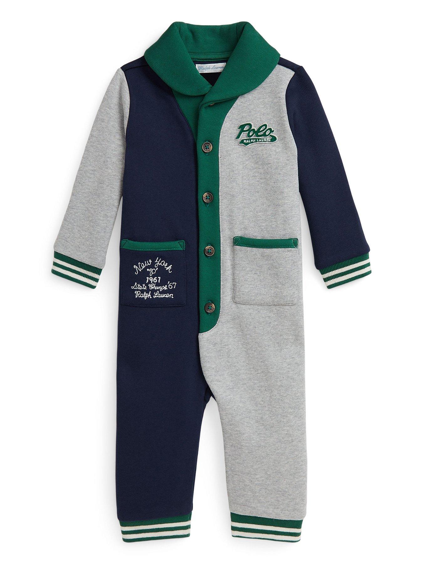 Polo Ralph Lauren Baby Boys Colour Block Romper - Grey/Navy
