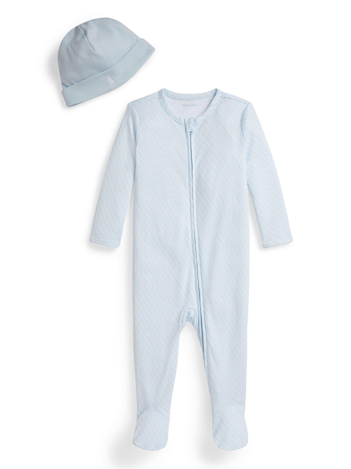 Polo Ralph Lauren Baby Boys Gift Boxed Sleepsuit And Hat Set - Blue