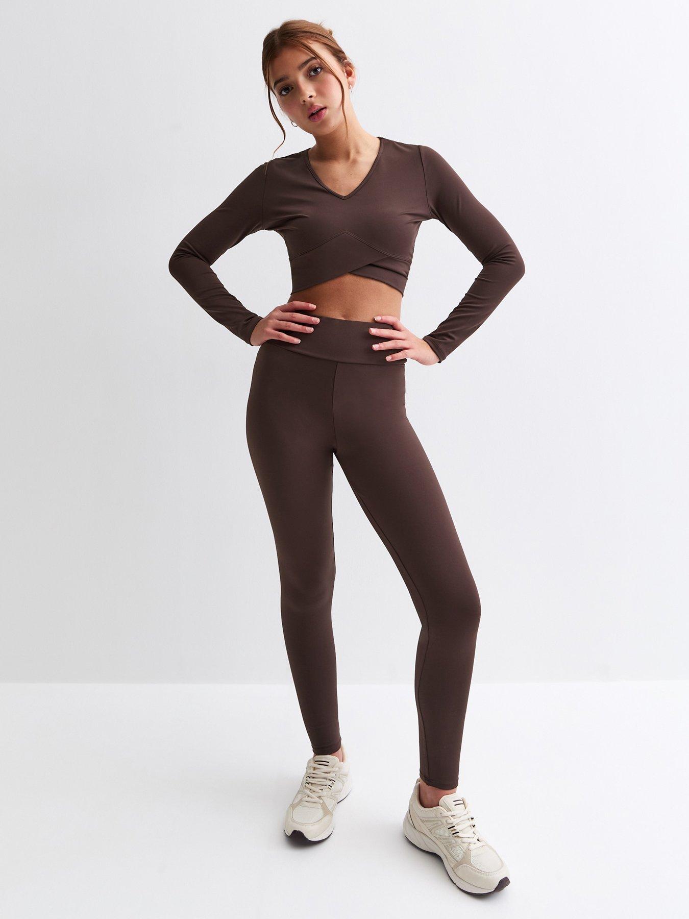 New Look 915 Girls High Rise Jersey Leggings - Dark Brown