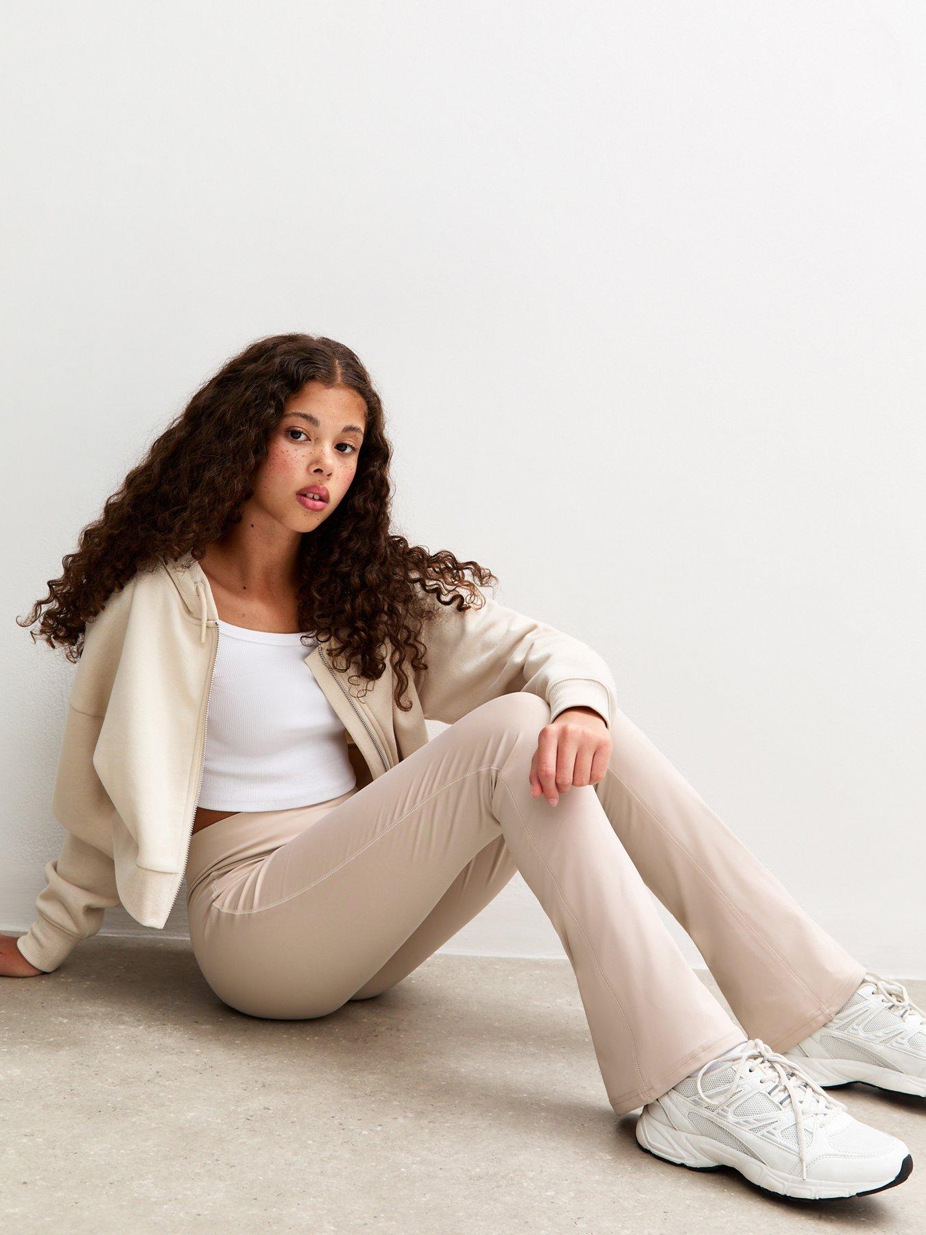 undefined Girls Flared Athleisure Leggings - Beige