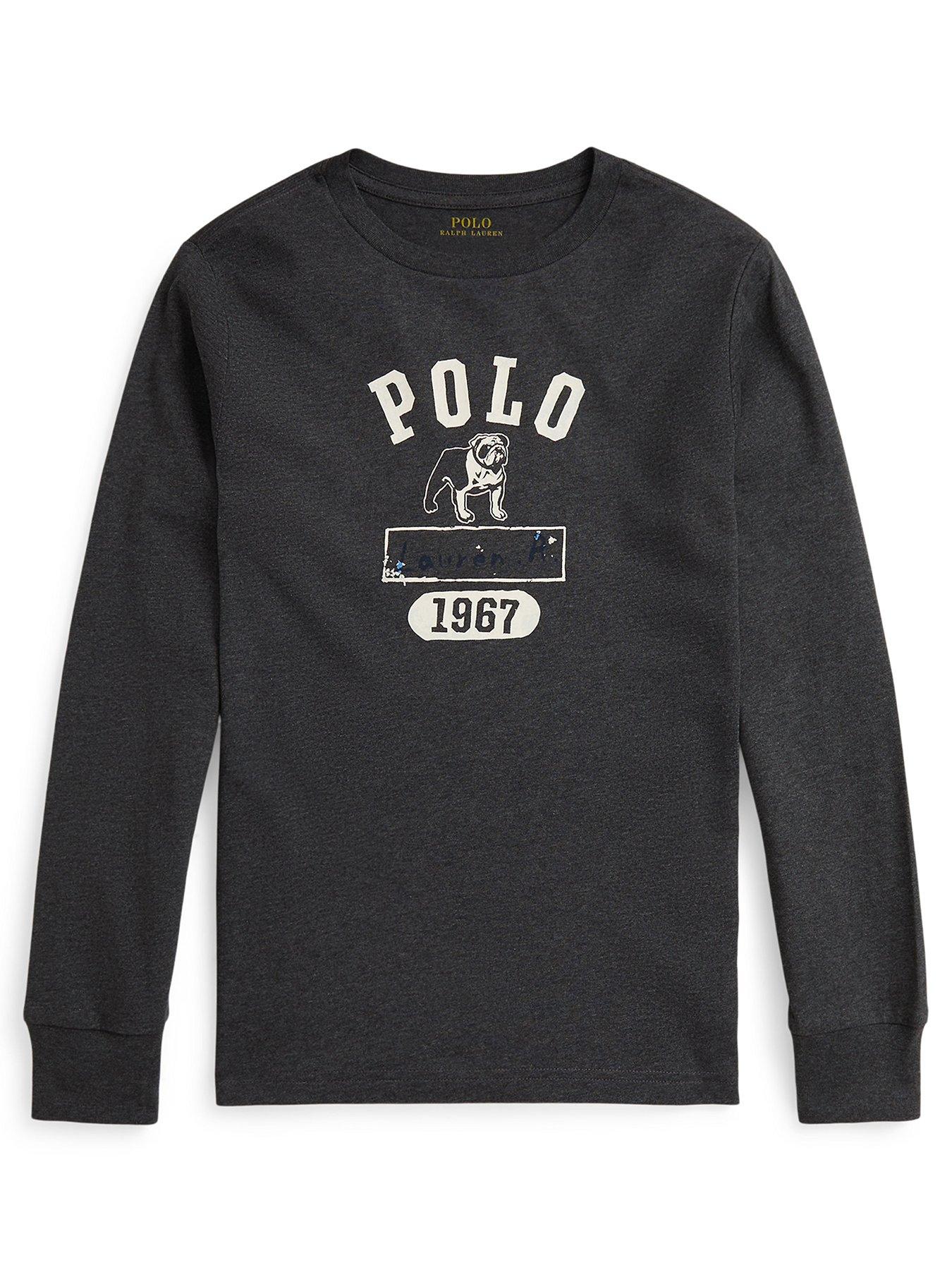 Polo Ralph Lauren Boys Long Sleeve Logo T-Shirt - Dark Grey
