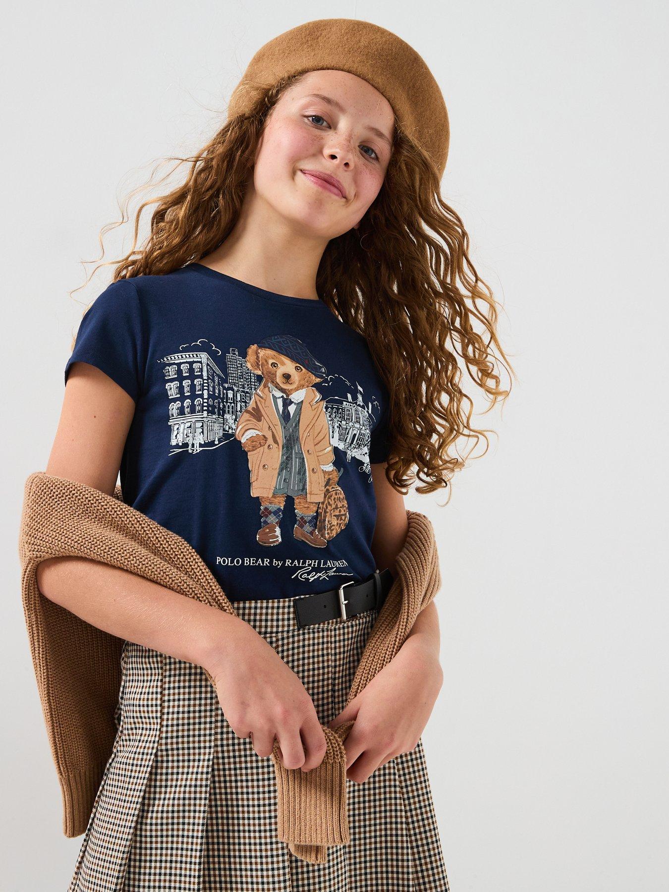 Polo Ralph Lauren Girls Short Sleeve Bear T-Shirt - Navy