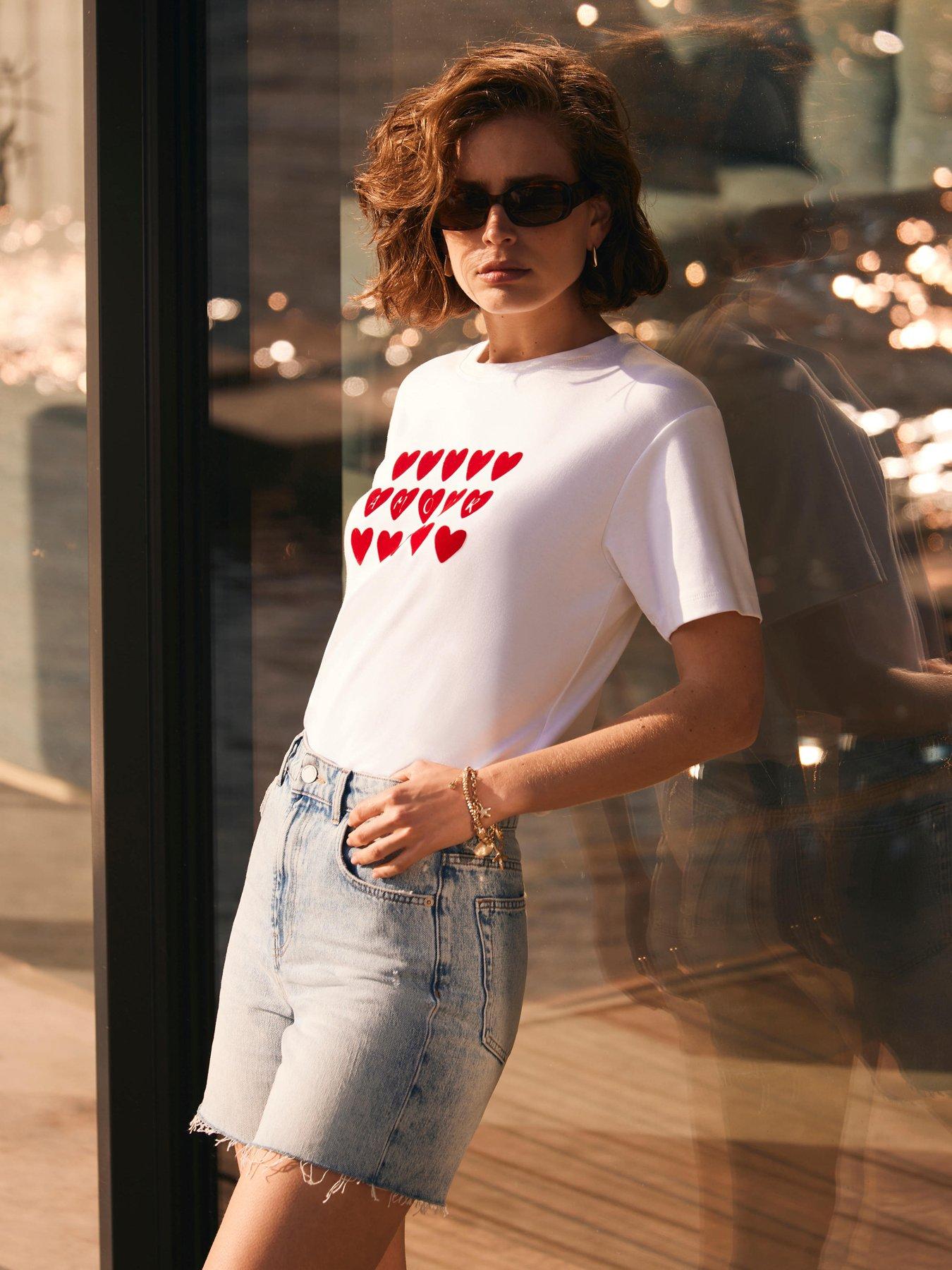 undefined Ivory Heart Graphic T-Shirt - White