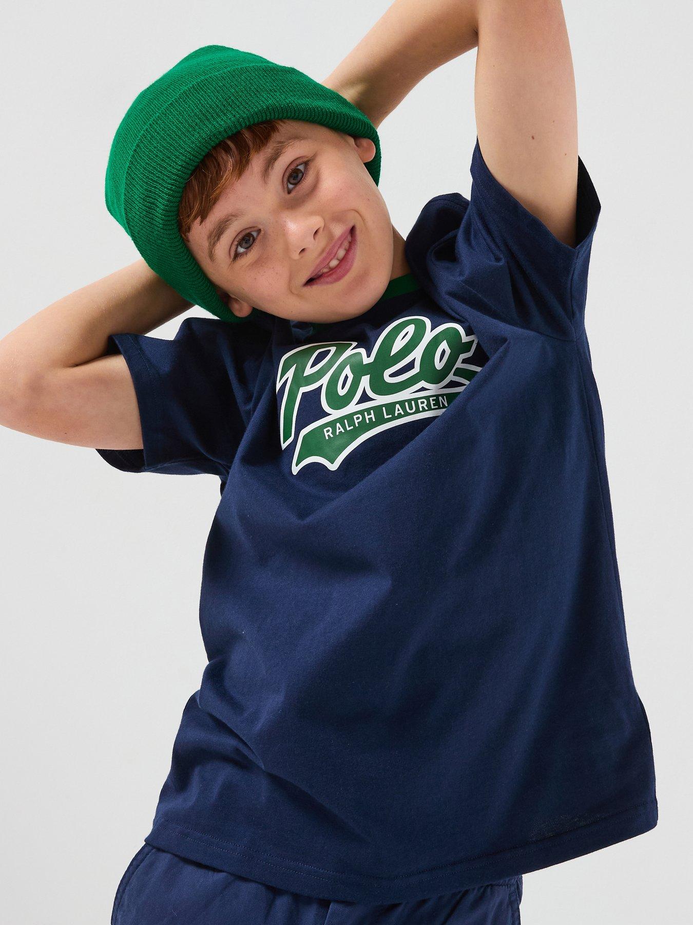 Polo Ralph Lauren: Boys Short Sleeve Script Logo T-Shirt - Navy