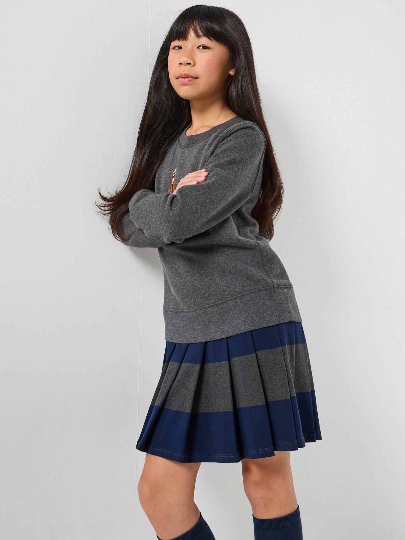 Polo Ralph Lauren Girls Crew Neck 2 In 1 Dress - Dark Grey/Navy