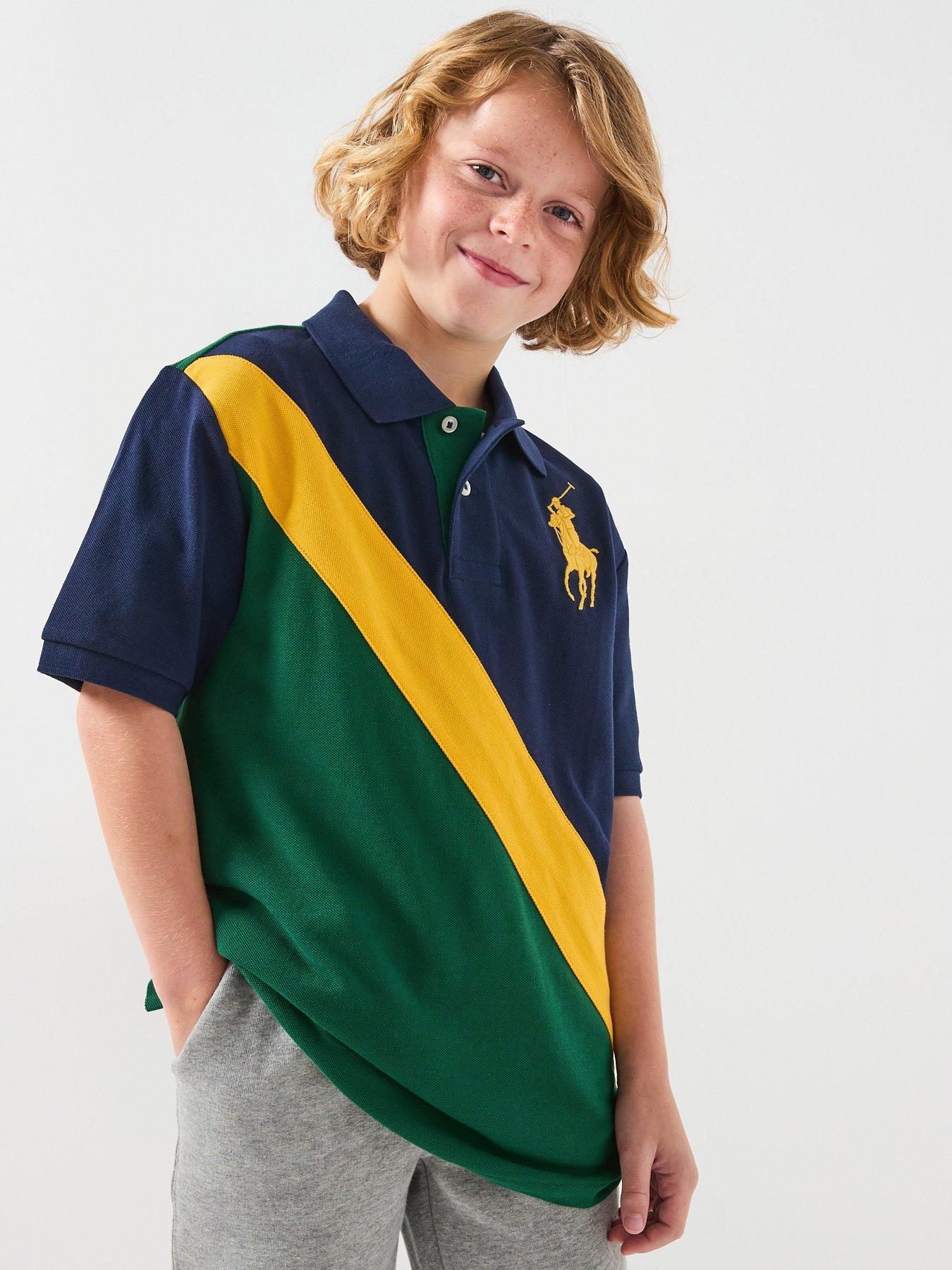 Polo Ralph Lauren Boys Short Sleeve Diagonal Stripe Shirt - Multi