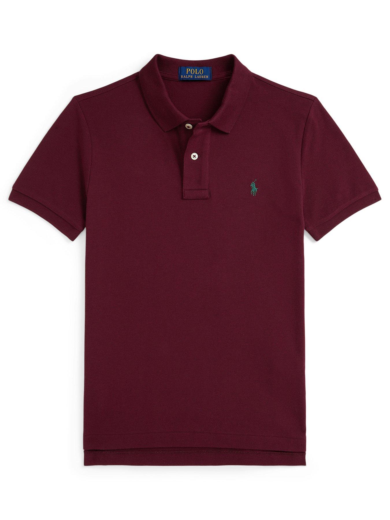 Polo Ralph Lauren Boys Slim Fit Short Sleeve Shirt - Wine/Dark Red