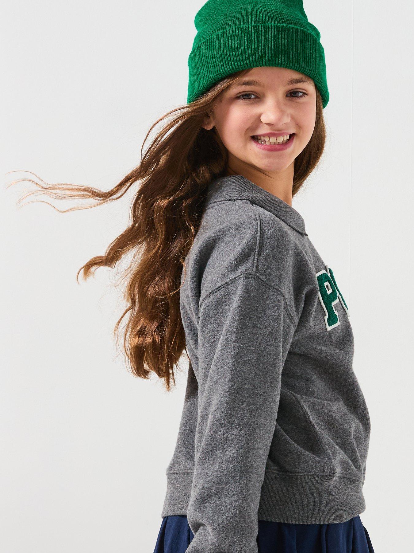 Image 2 of 6 of Polo Ralph Lauren Girls Logo Collared Long Sleeve Shirt - Grey