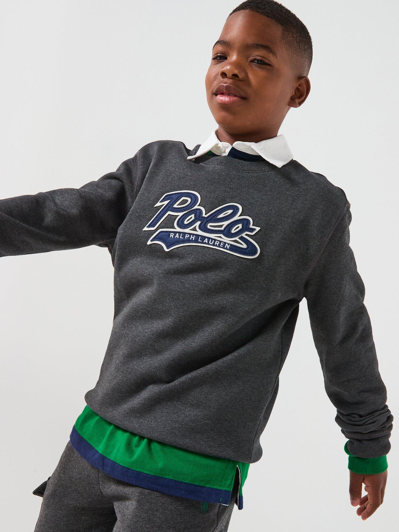 Polo Ralph Lauren Boys Script Logo Sweat Shirt - Dark Grey