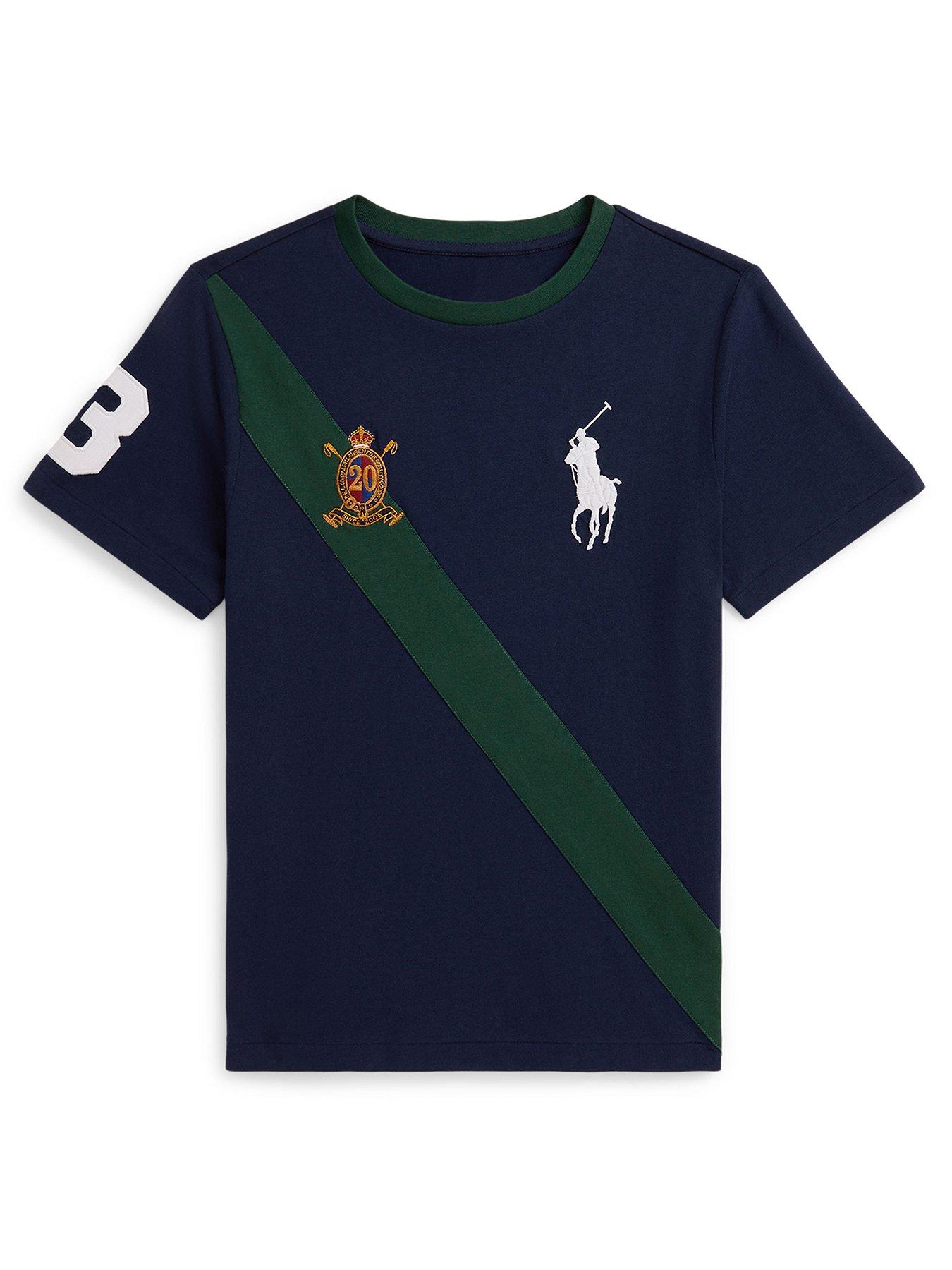 Polo Ralph Lauren Boys Diagonal Stripe Short Sleeve T-shirt - Navy