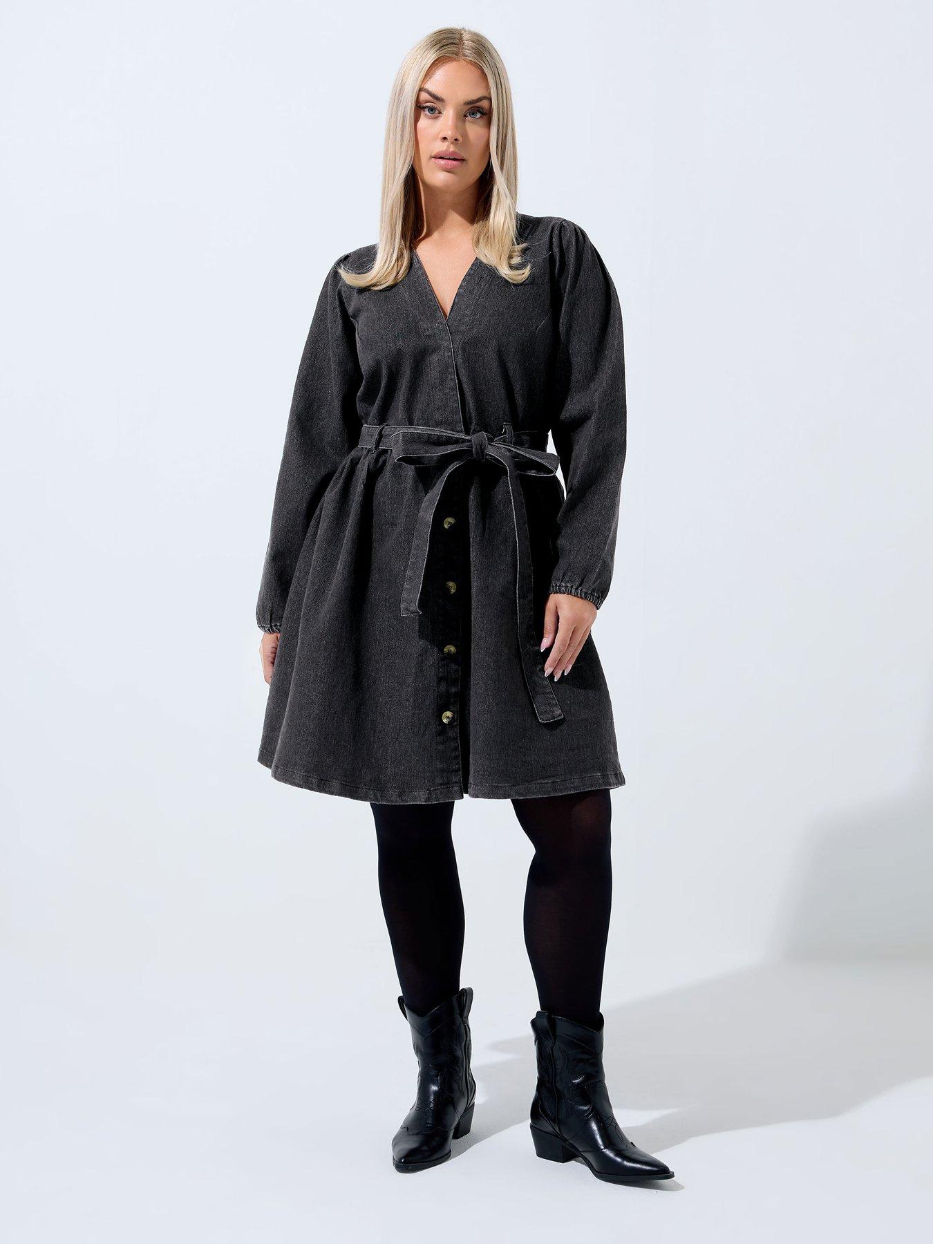 undefined Curve Tie Denim Dress