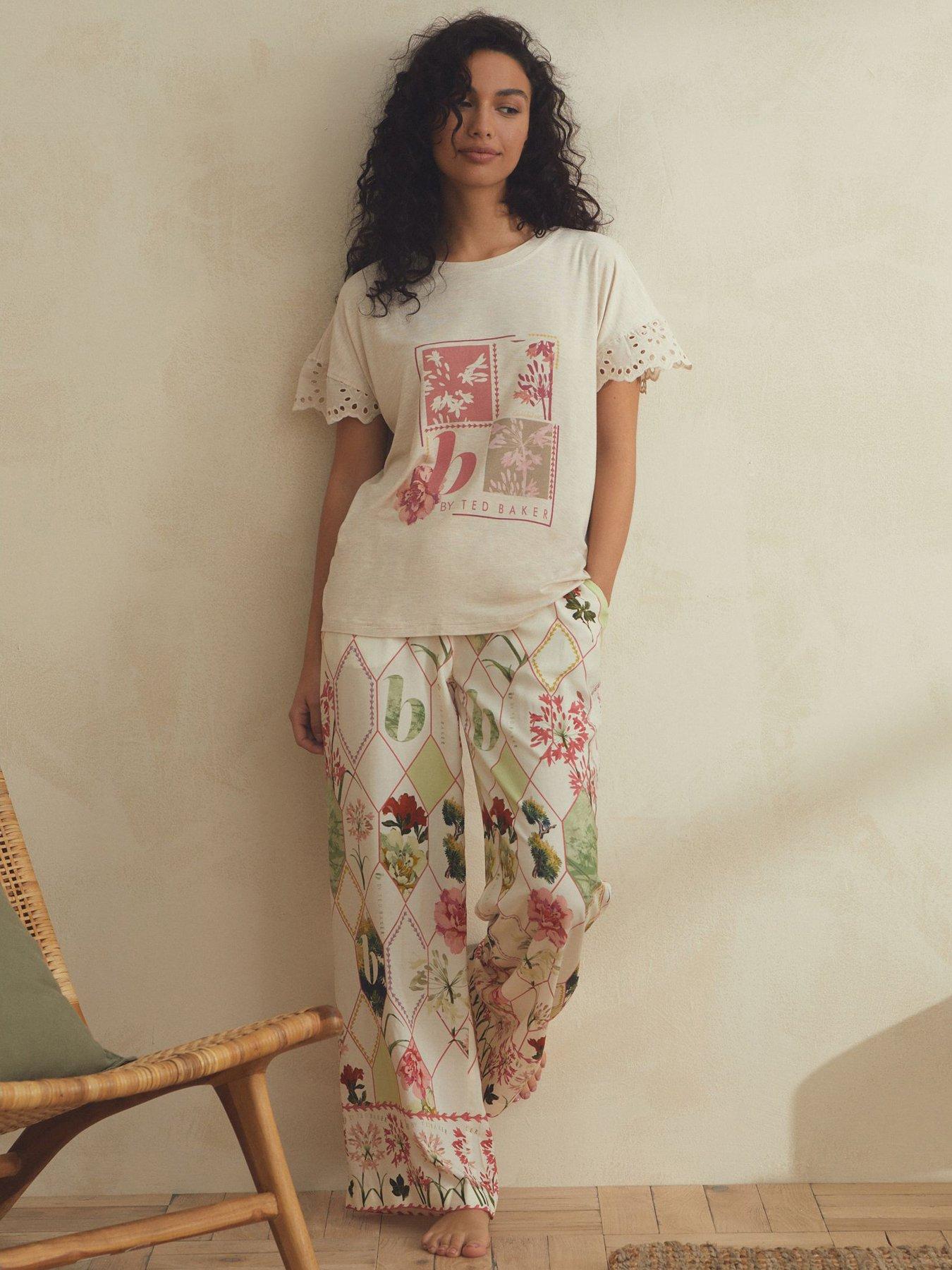 B By Ted Baker B By Baker Wall Tee And Wide Leg Pyjama Set - Cream