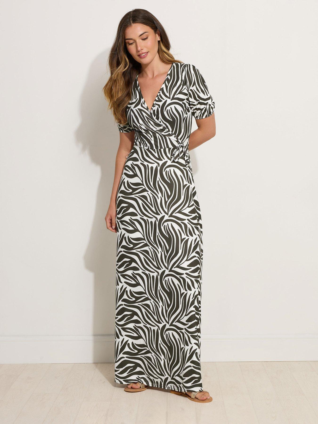 undefined Abstract Wrap Midi Dress - Green