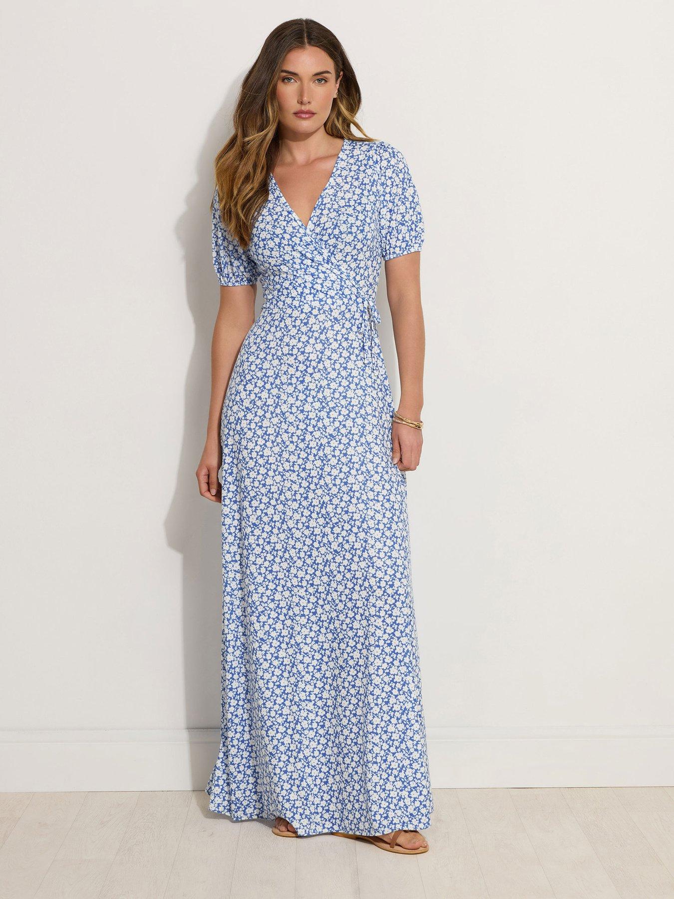 undefined Ditsy Wrap Maxi Dress - Blue