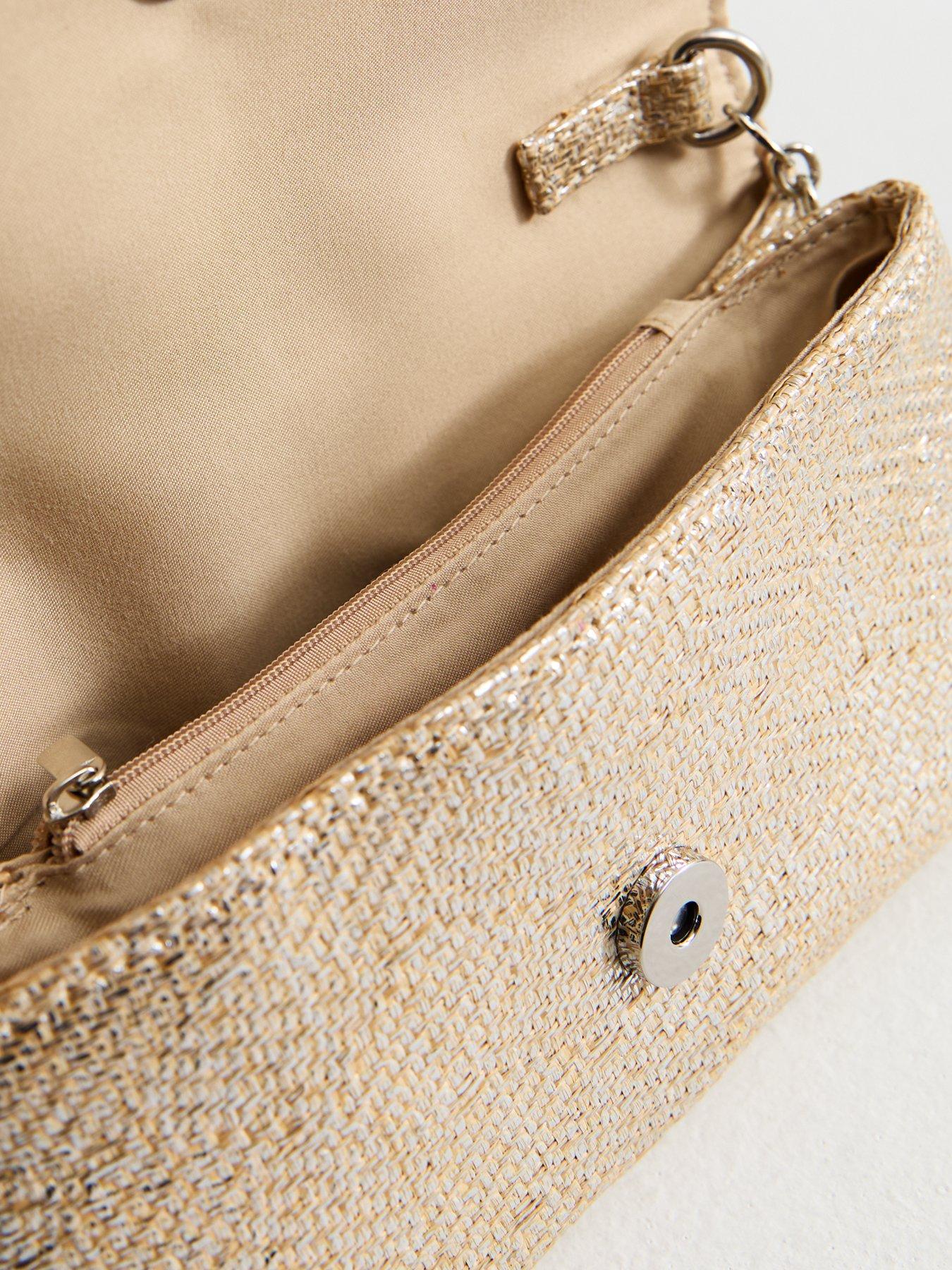 Image 5 of 5 of New Look Silver Metallic Raffia Look Clutch