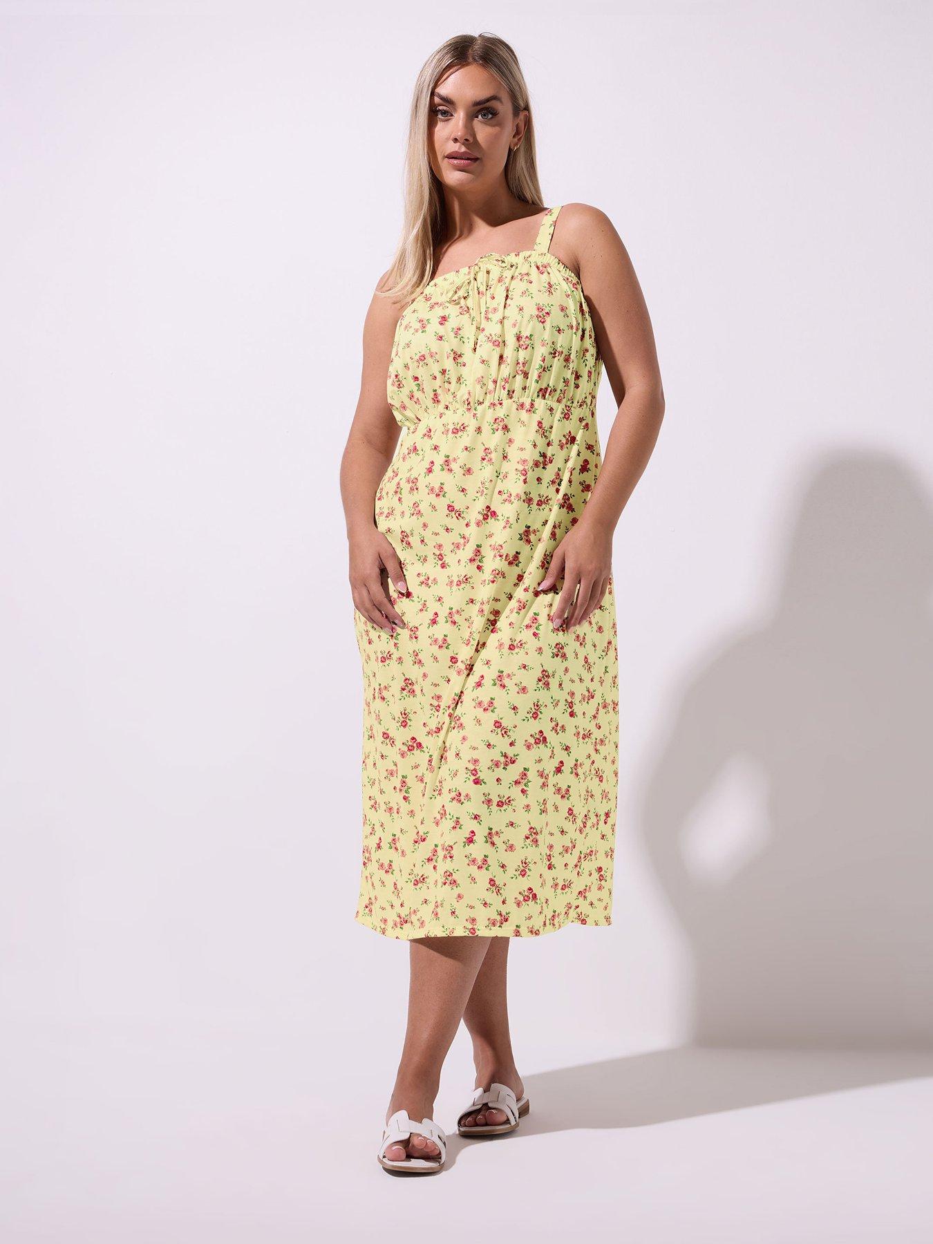 undefined Curve Ditsy Midaxi Dress - Yellow