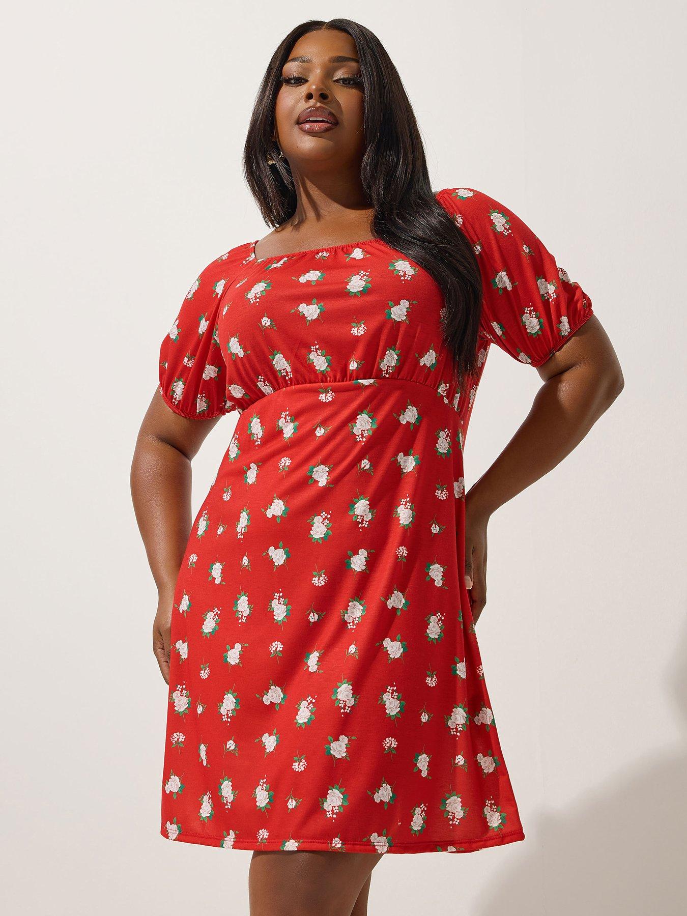 undefined Curve Floral Mini Dress - Red