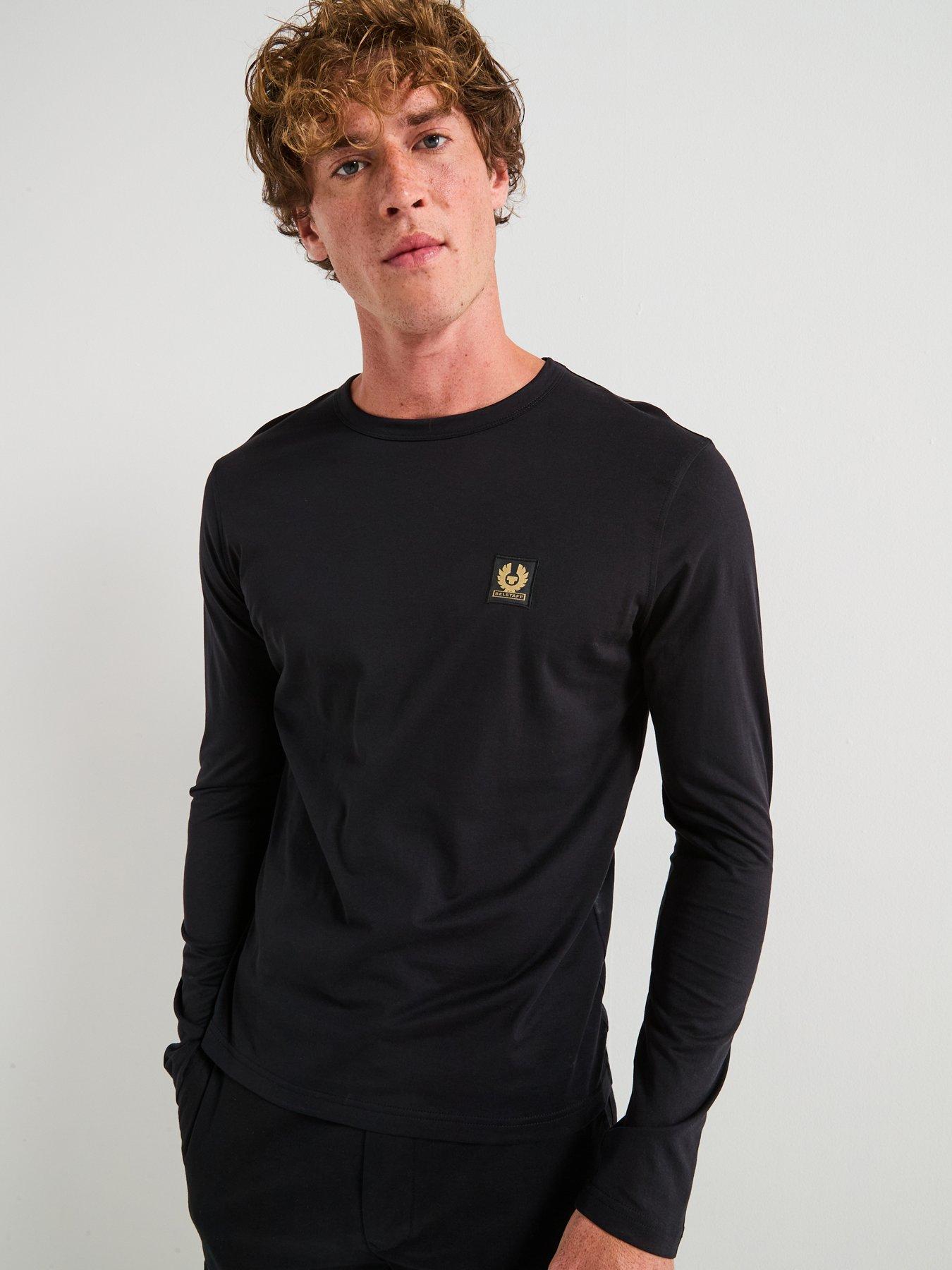 Belstaff Logo Patch Regular Fit Long Sleeve T-shirt, Black, Size L, Men